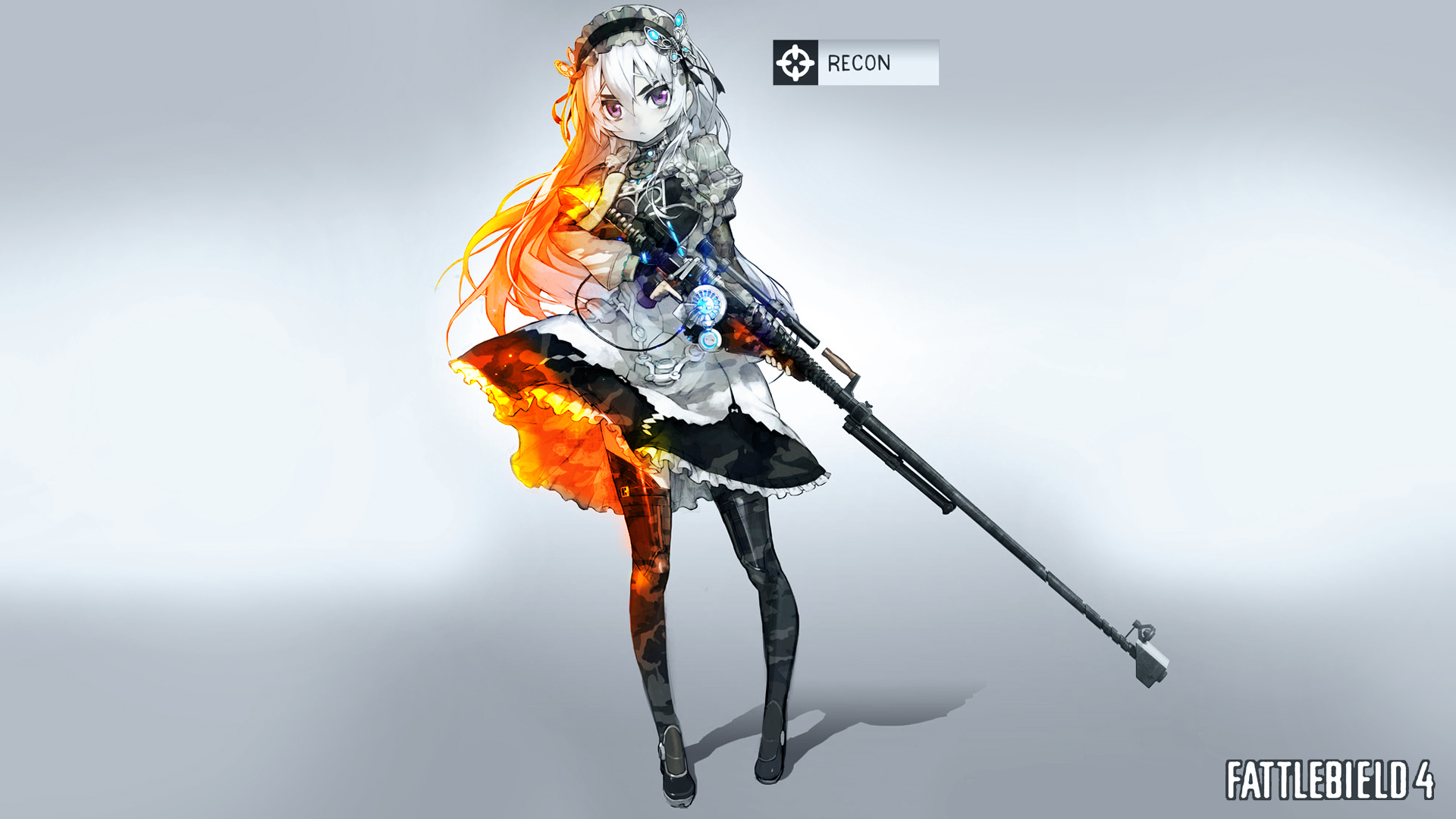 Anime 1920x1080 anime girls anime sniper rifle Battlefield (game) Hitsugi no Chaika Chaika Trabant machine gun rifles weapon girls with guns gradient