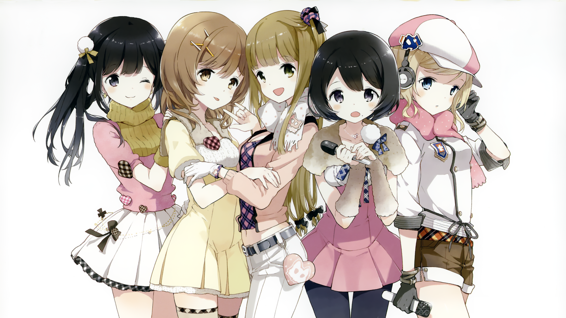 Anime 1920x1080 anime original characters anime girls group of women simple background white background
