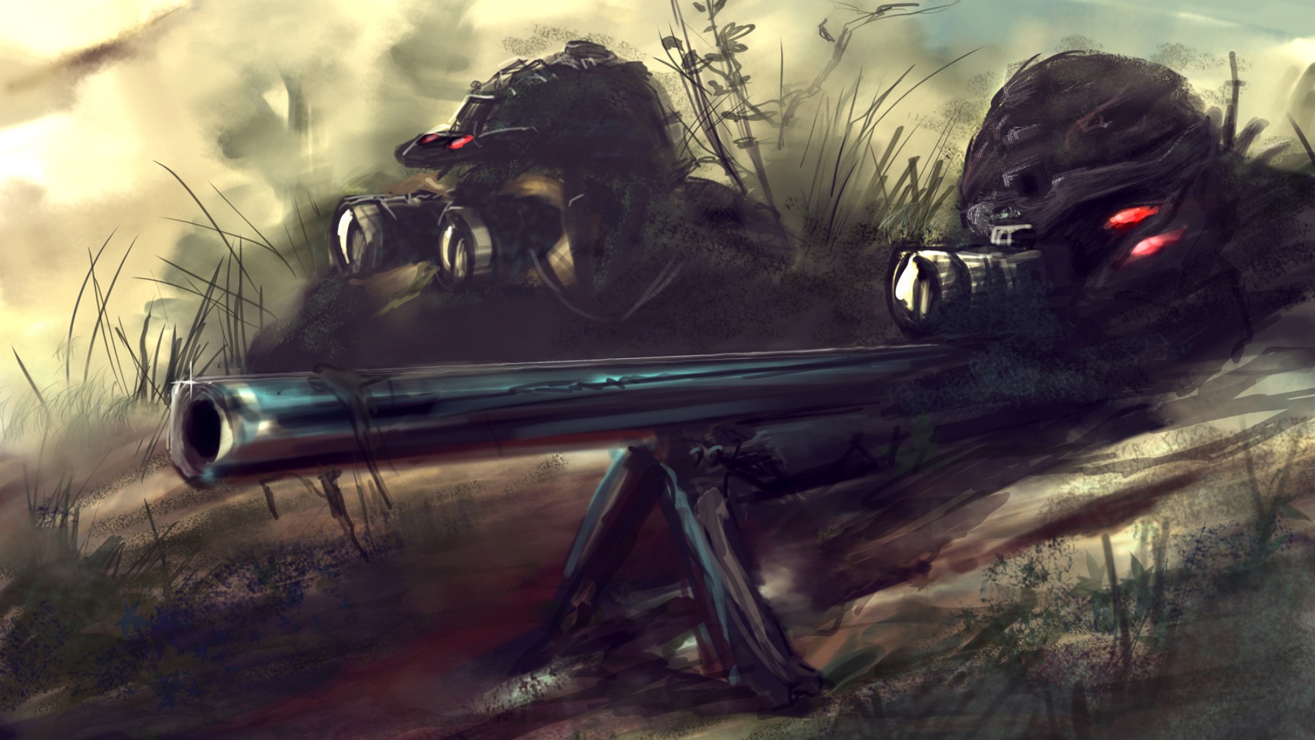 General 1920x1080 sniper rifle snipers soldier weapon artwork painting telescopic sight