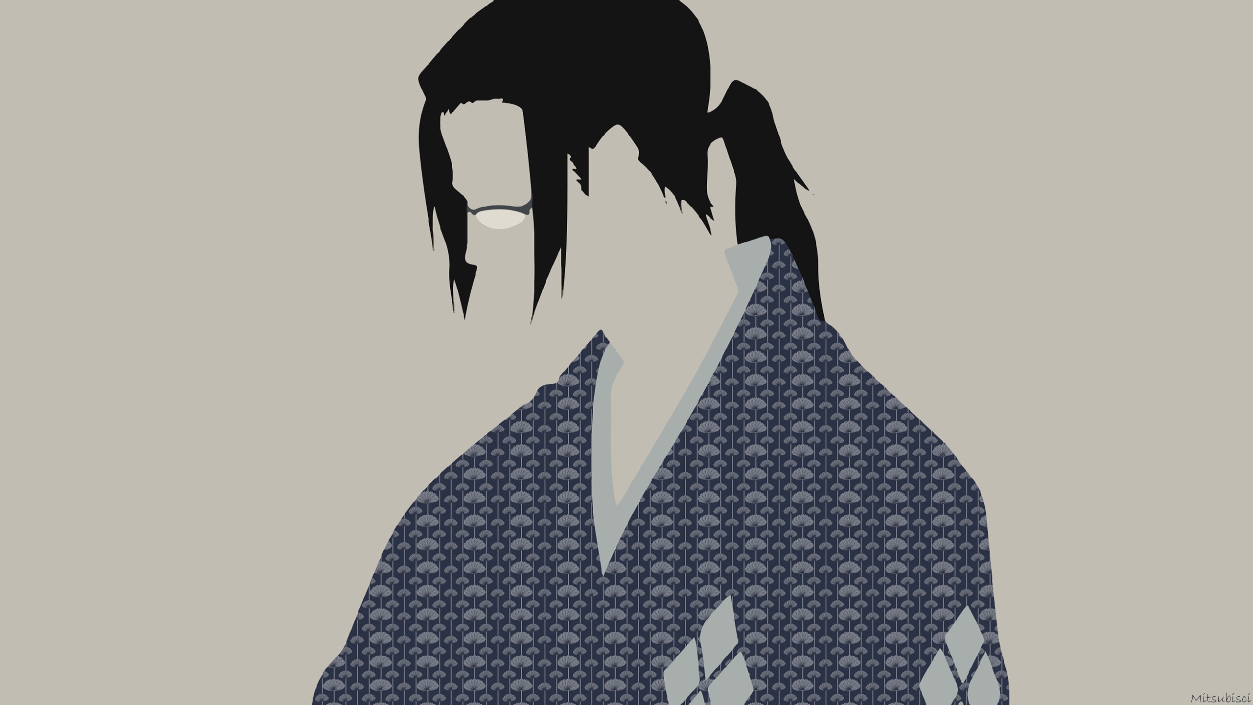 Anime 2560x1440 anime Samurai Champloo Jin (Samurai Champloo) anime men black hair simple background gray background