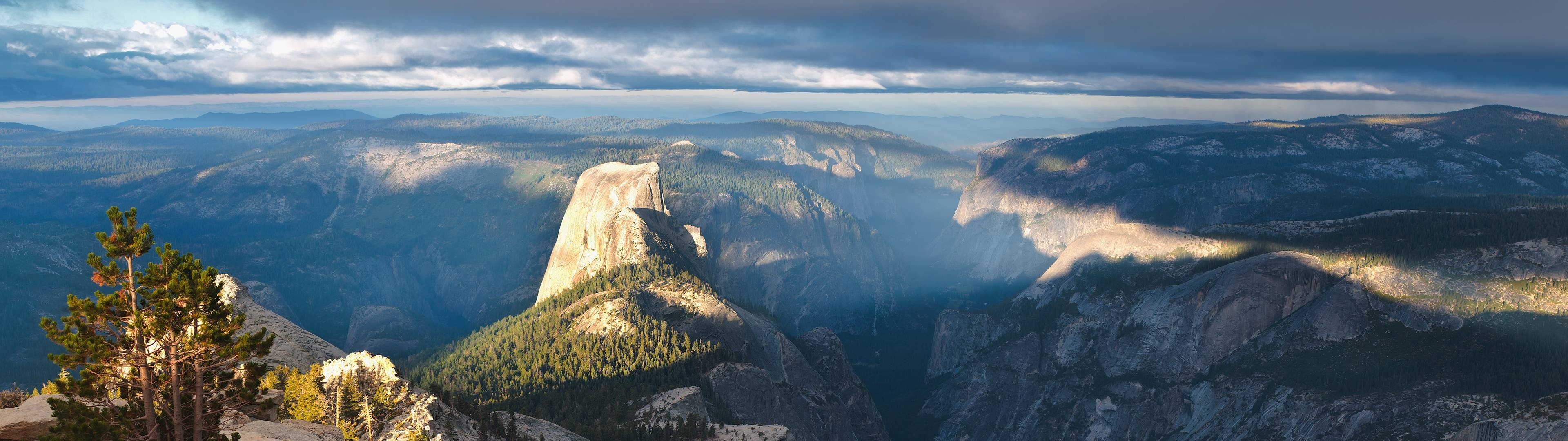 General 3840x1080 multiple display Half Dome Yosemite National Park landscape USA panorama nature California dual monitors