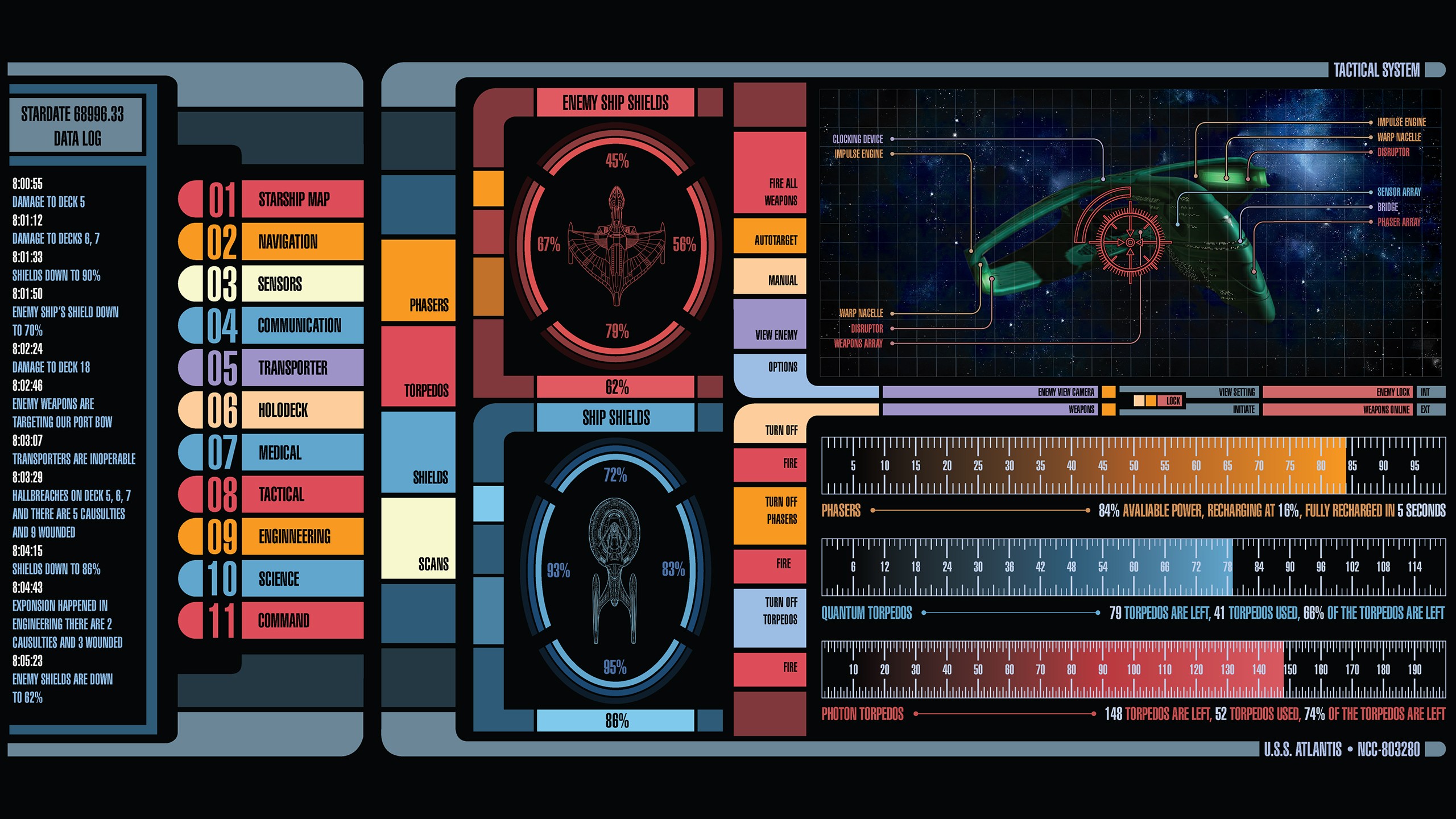 General 2560x1440 Star Trek digital art numbers LCARS science fiction