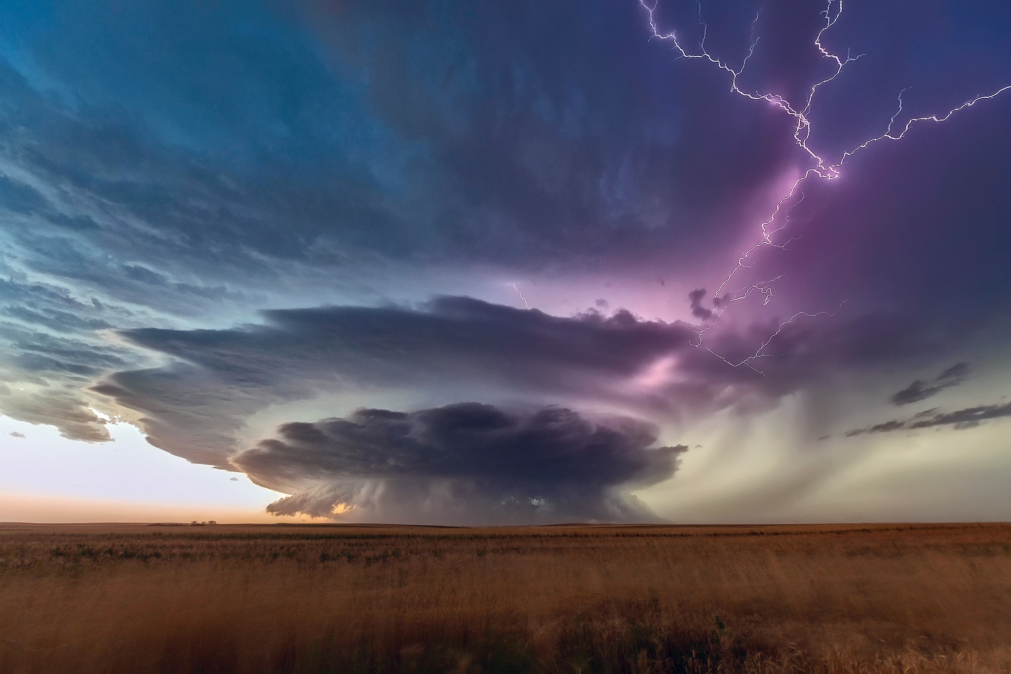 General 2048x1365 nature landscape storm plains lightning clouds overcast South Dakota sky field