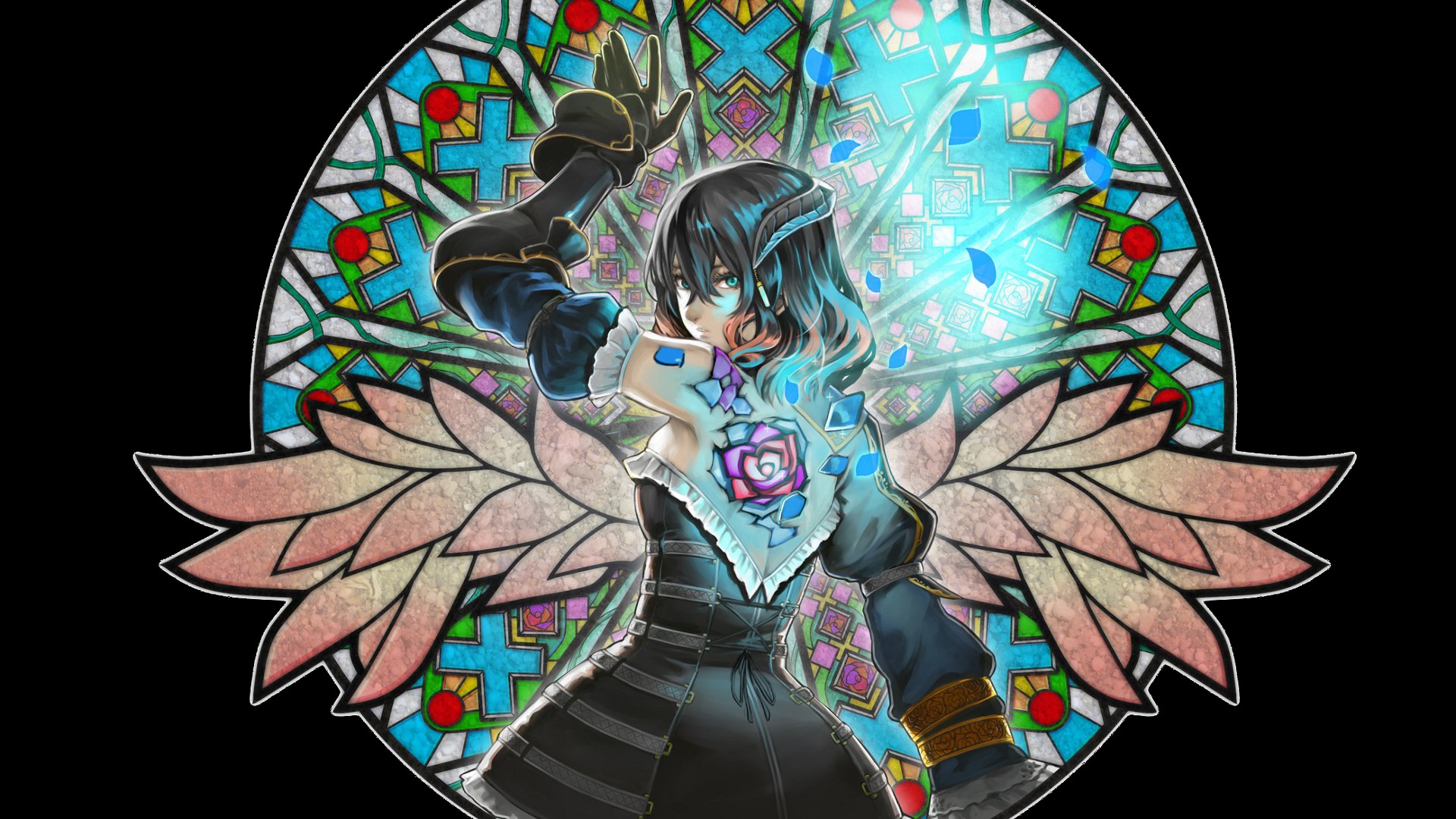 General 1920x1080 Bloodstained: Ritual of the Night Miriam (Bloodstained) video games video game girls stained glass cyan horns aqua eyes video game art anime anime girls