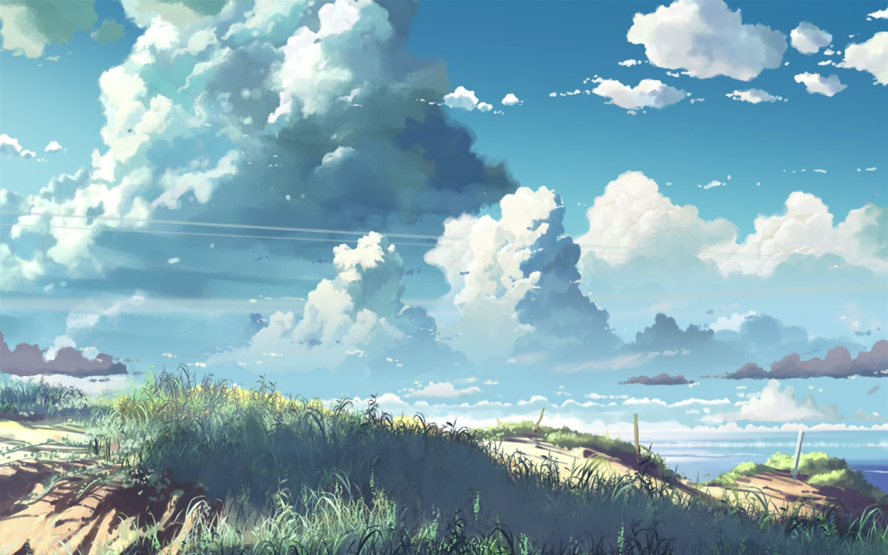 Anime 1728x1080 artwork 5 Centimeters Per Second Makoto Shinkai  anime sky nature clouds outdoors