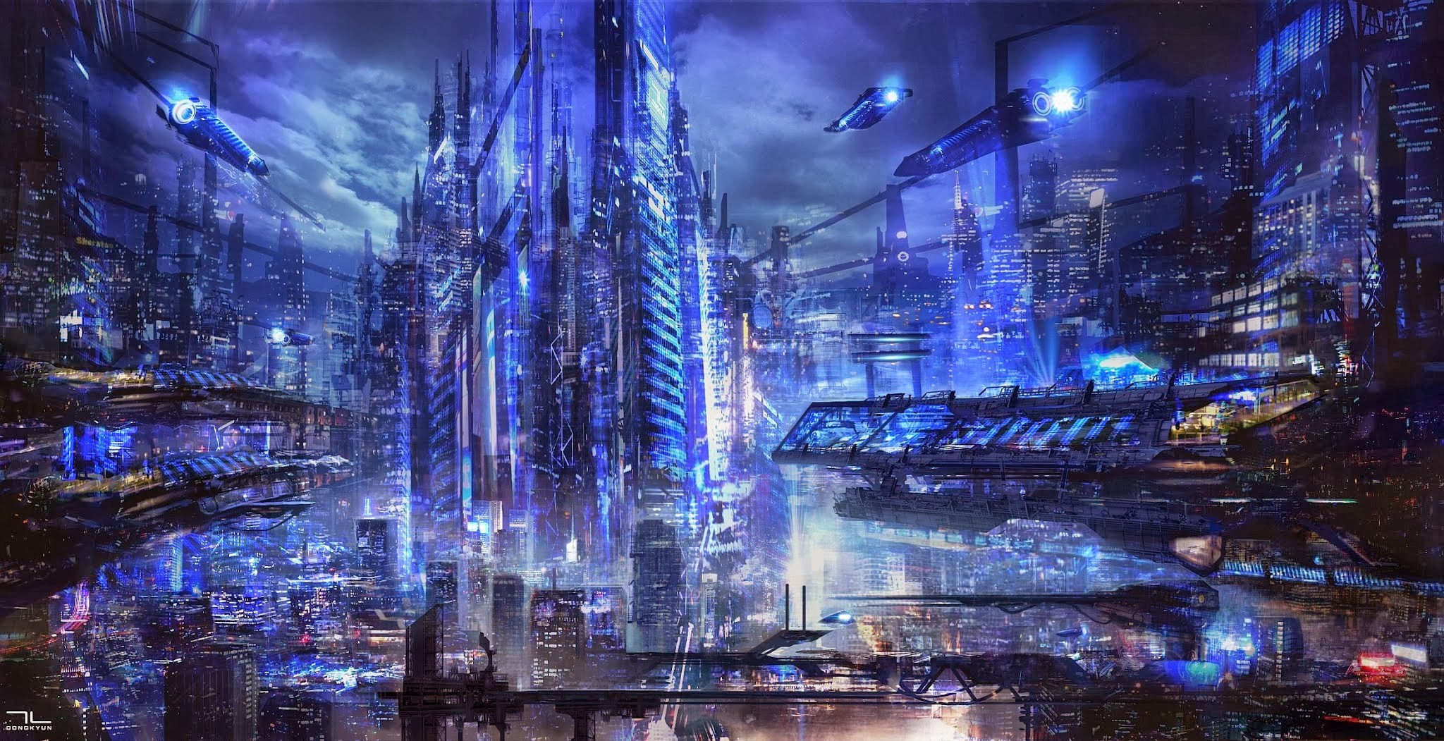 General 2048x1051 digital art science fiction futuristic city futuristic artwork cityscape cyberpunk