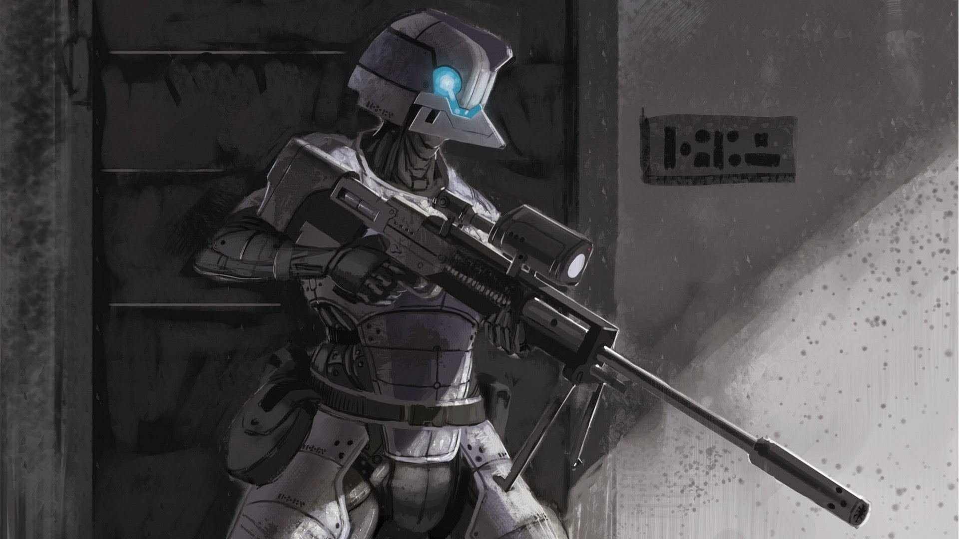 General 1920x1080 sniper rifle science fiction artwork weapon futuristic rifles robot
