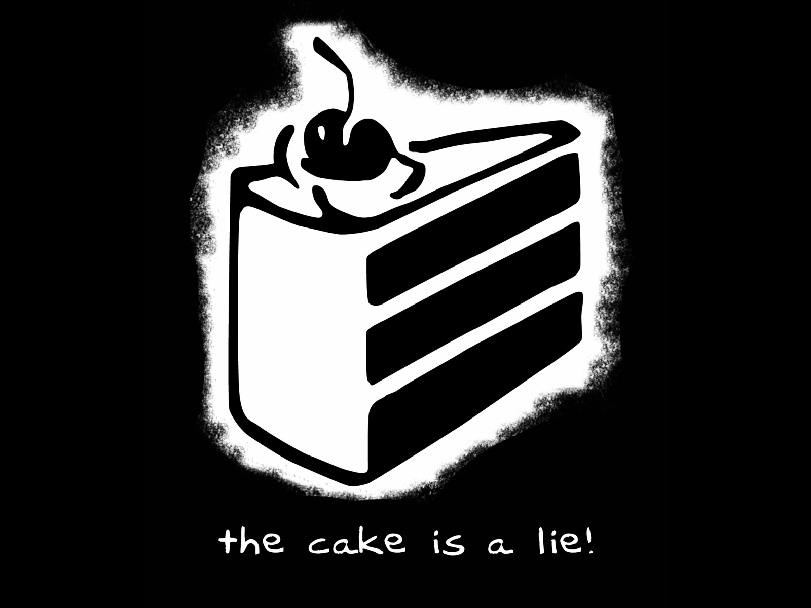 General 1600x1200 Portal (game) humor video game art video games cake monochrome food sweets PC gaming simple background black background