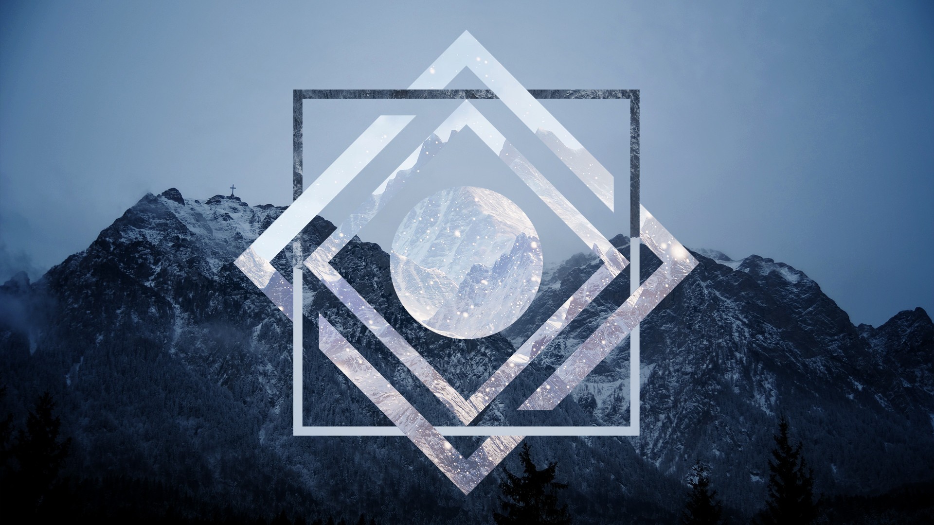 General 1920x1080 polyscape mountains geometry artwork photo manipulation