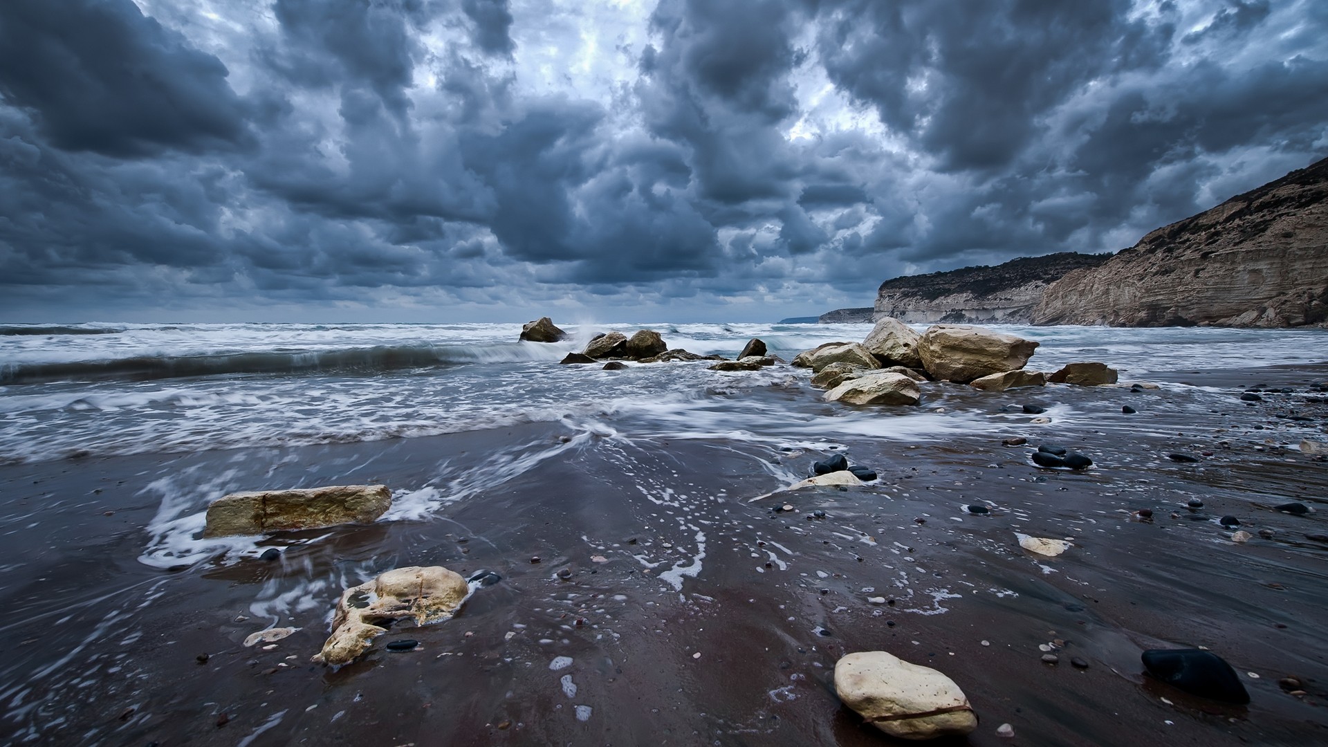 General 1920x1080 landscape water clouds nature beach coast sky cliff rocks stones outdoors