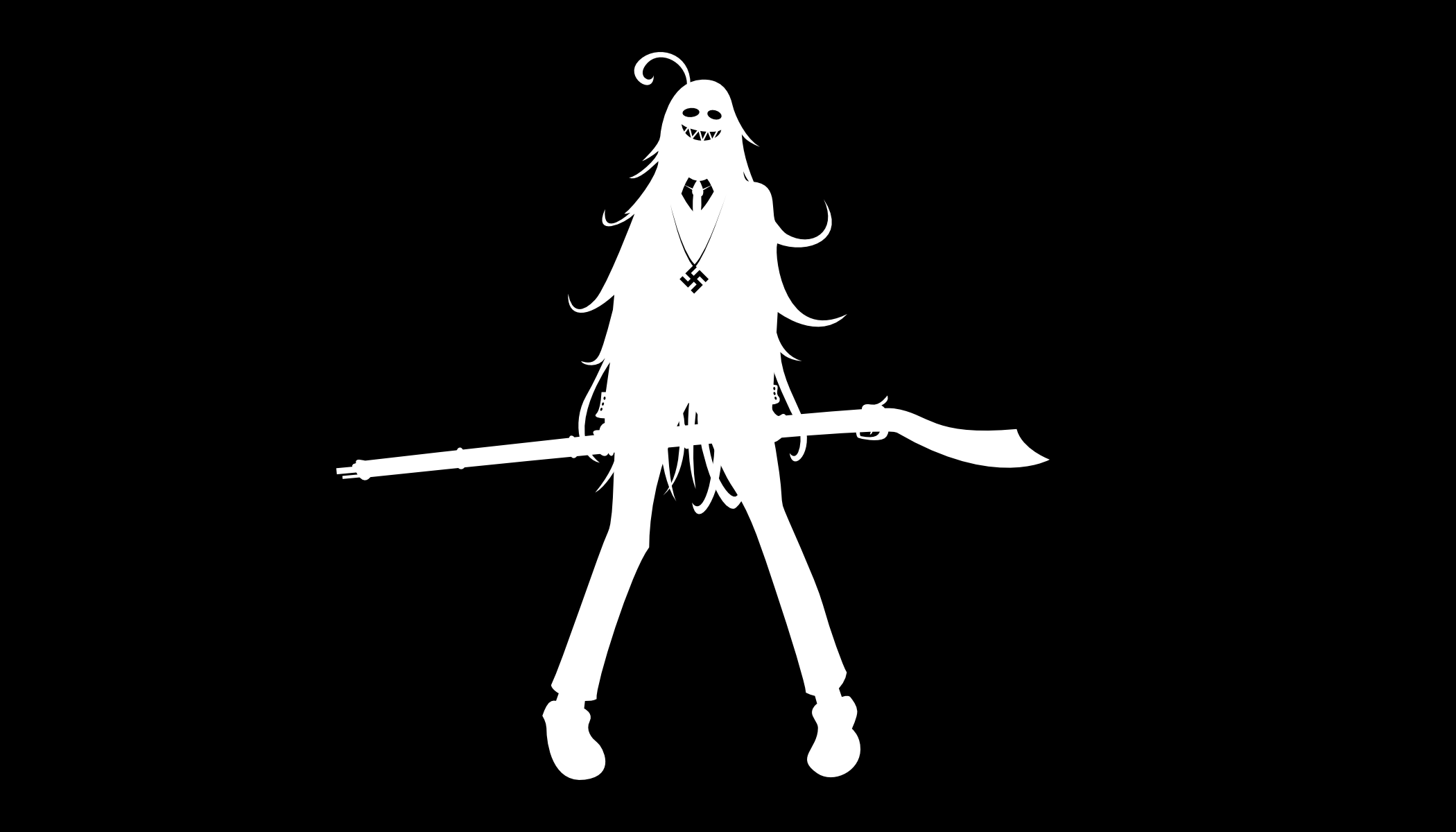 Anime 2100x1200 Hellsing Rip van Winkle monochrome simple background minimalism standing weapon rifles swastika