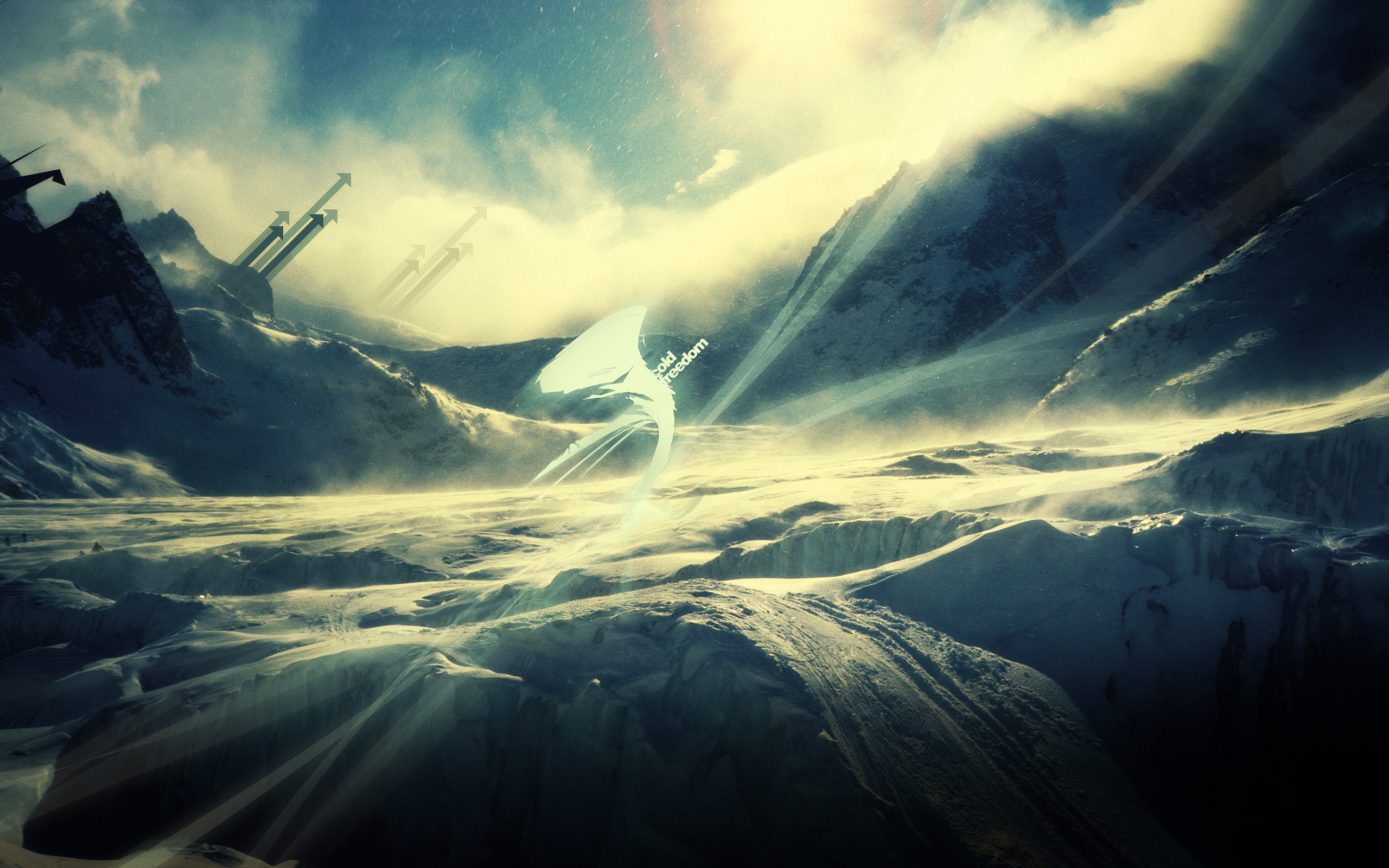 General 2560x1600 digital art arrow (design) landscape nature ice mountains sunlight