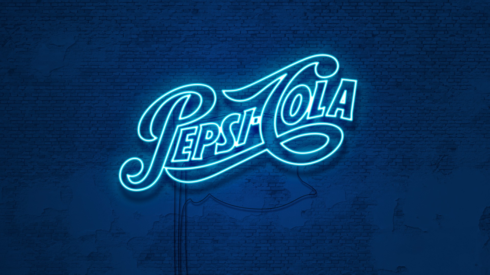 General 1920x1080 Pepsi neon typography blue cyan bricks blue background texture