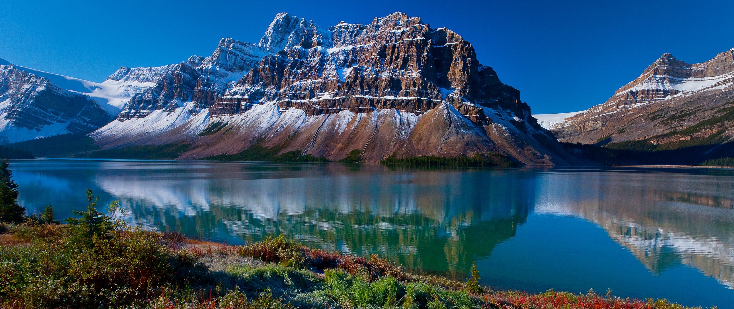 General 2560x1080 landscape lake mountains snowy mountain reflection nature spring cliff