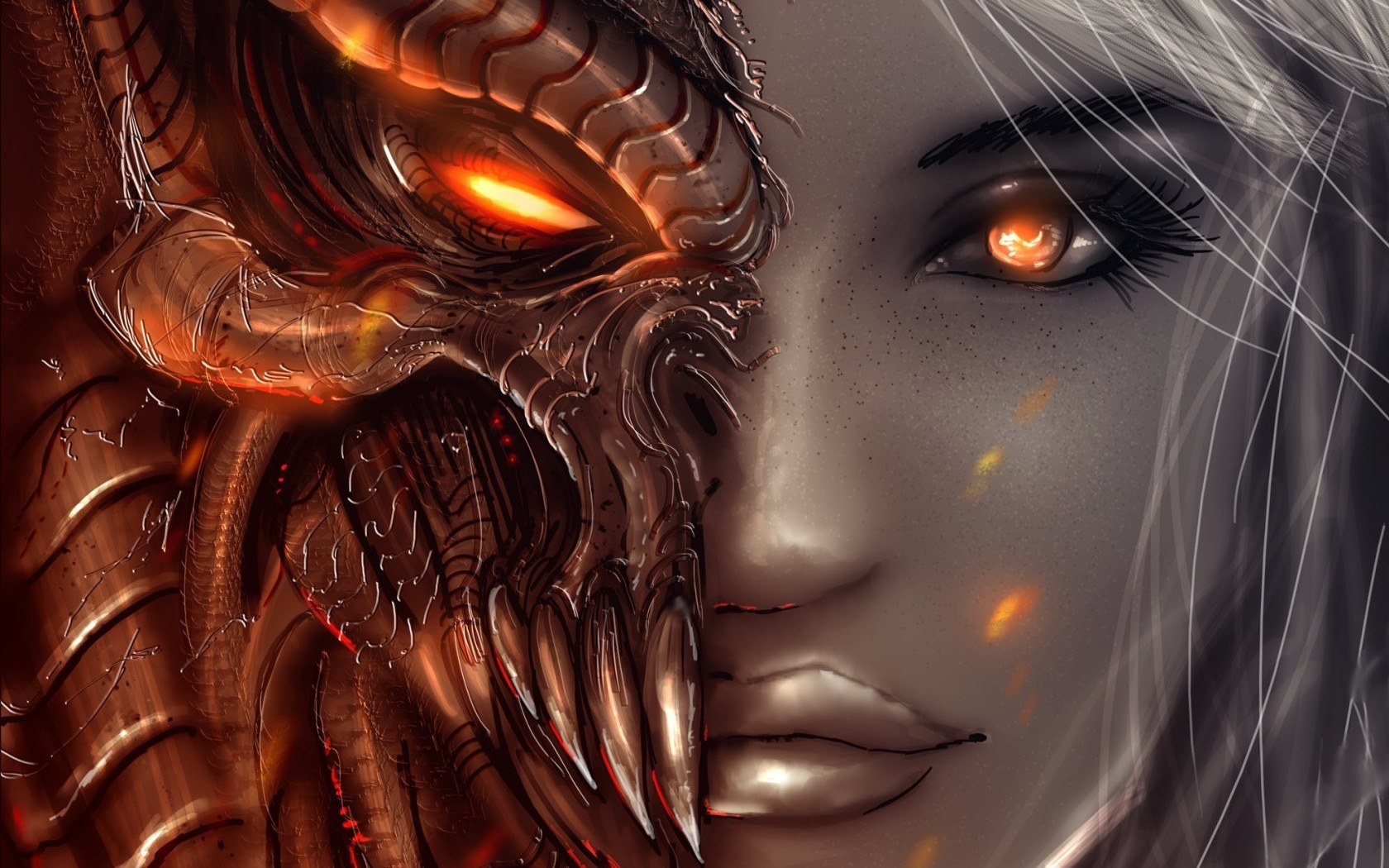 Anime 1680x1050 Diablo devil red eyes fantasy girl video games