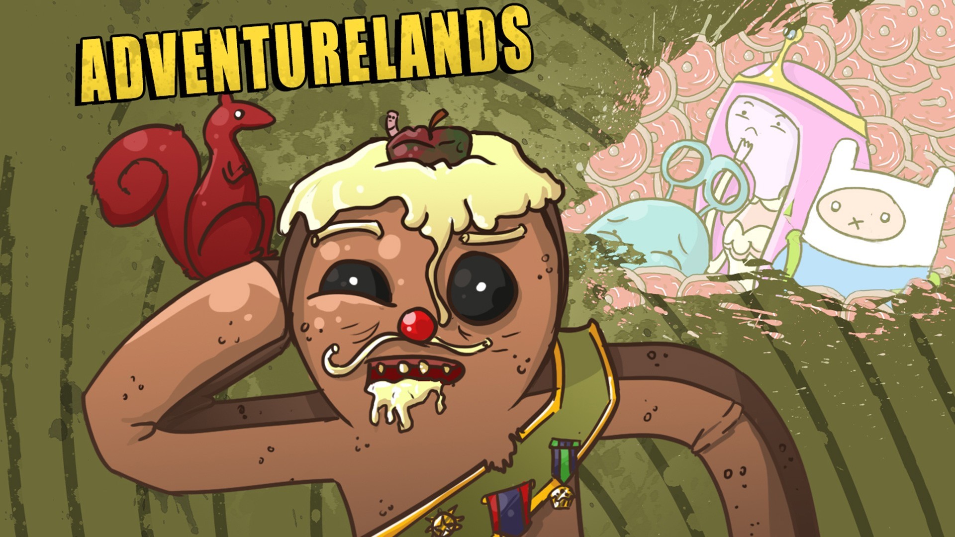 General 1920x1080 Finn the Human Princess Bubblegum crossover humor Borderlands Adventure Time TV series digital art