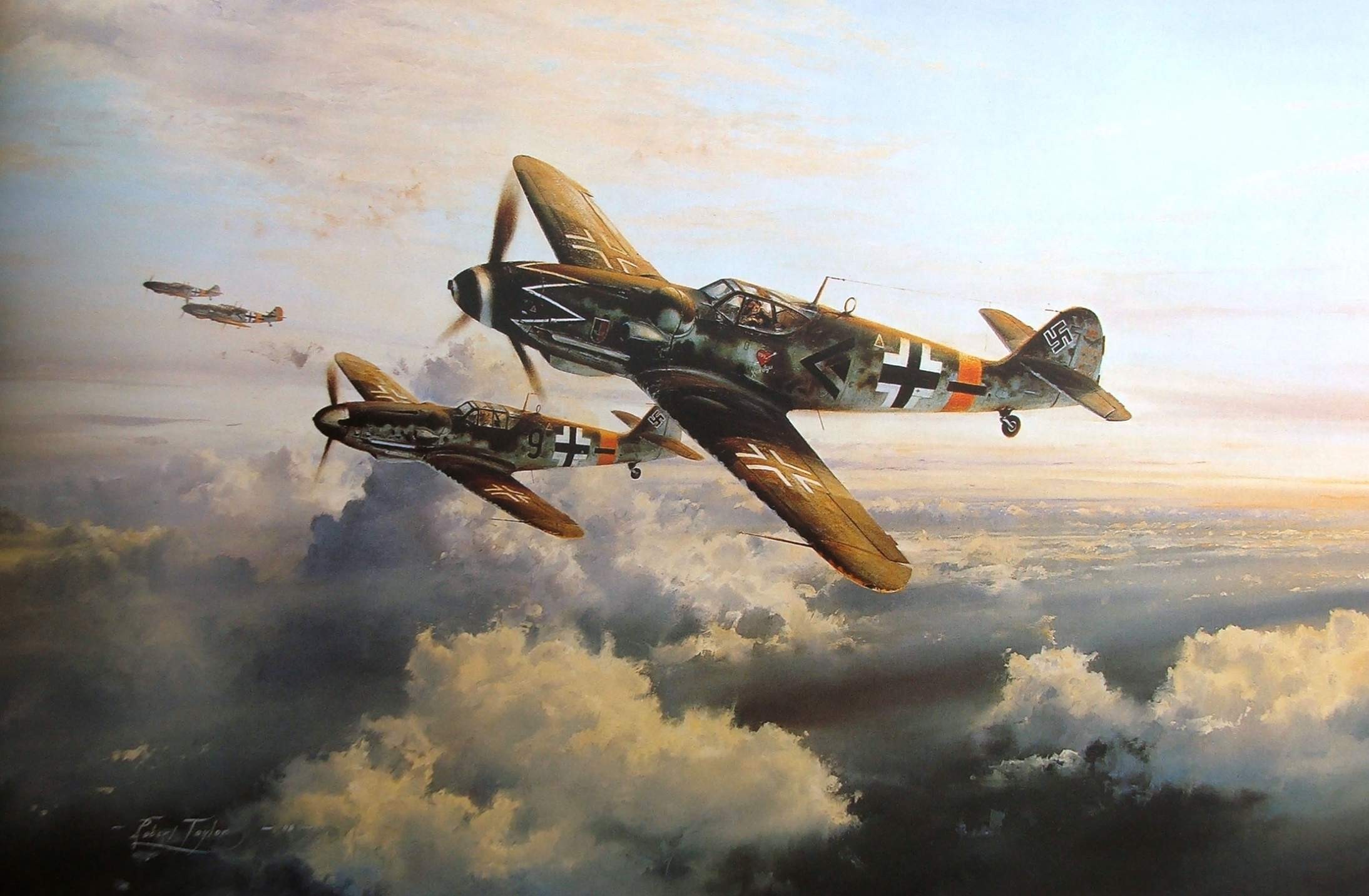 General 2188x1433 Messerschmitt Messerschmitt Bf 109 World War II Germany military aircraft Luftwaffe swastika clouds military military vehicle vehicle artwork aircraft