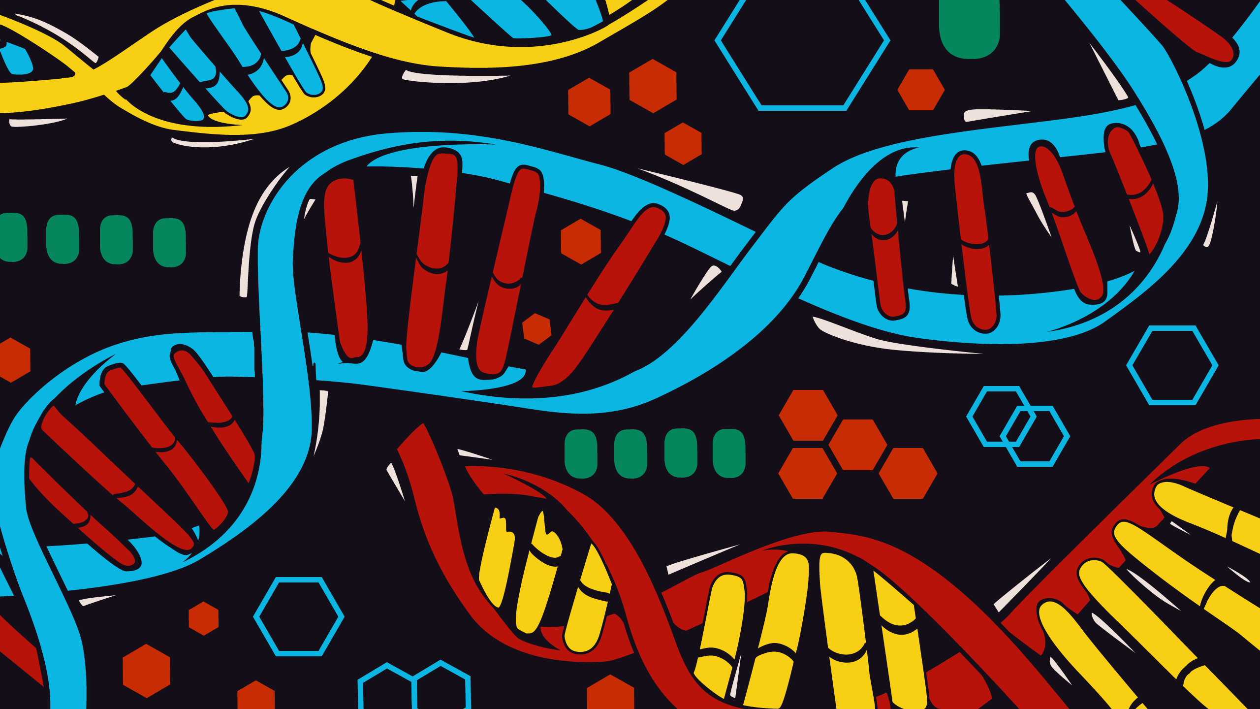 General 2560x1440 DNA digital art red black background artwork biology  colorful