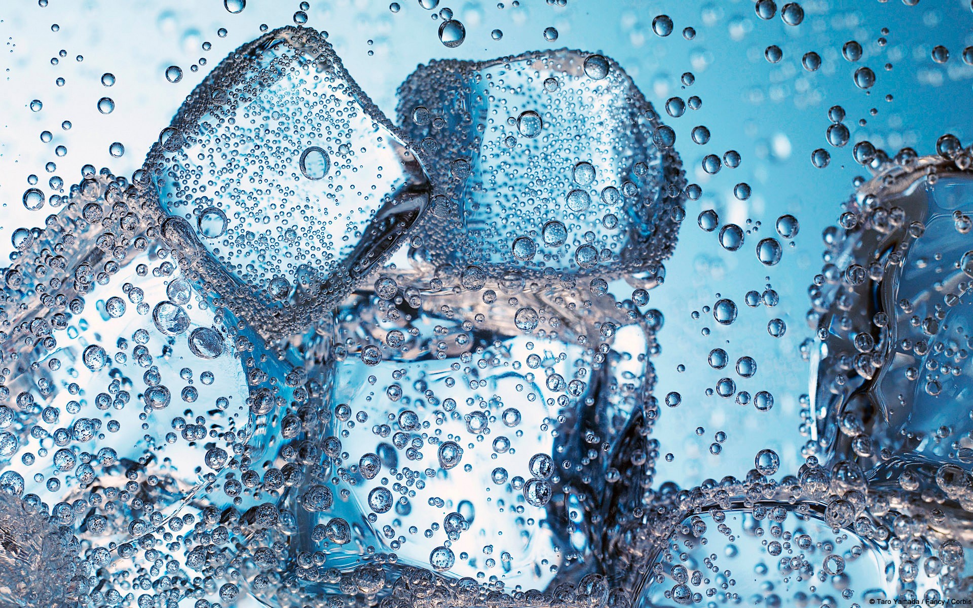 General 1920x1200 ice cubes ice water bubbles blue cyan underwater macro