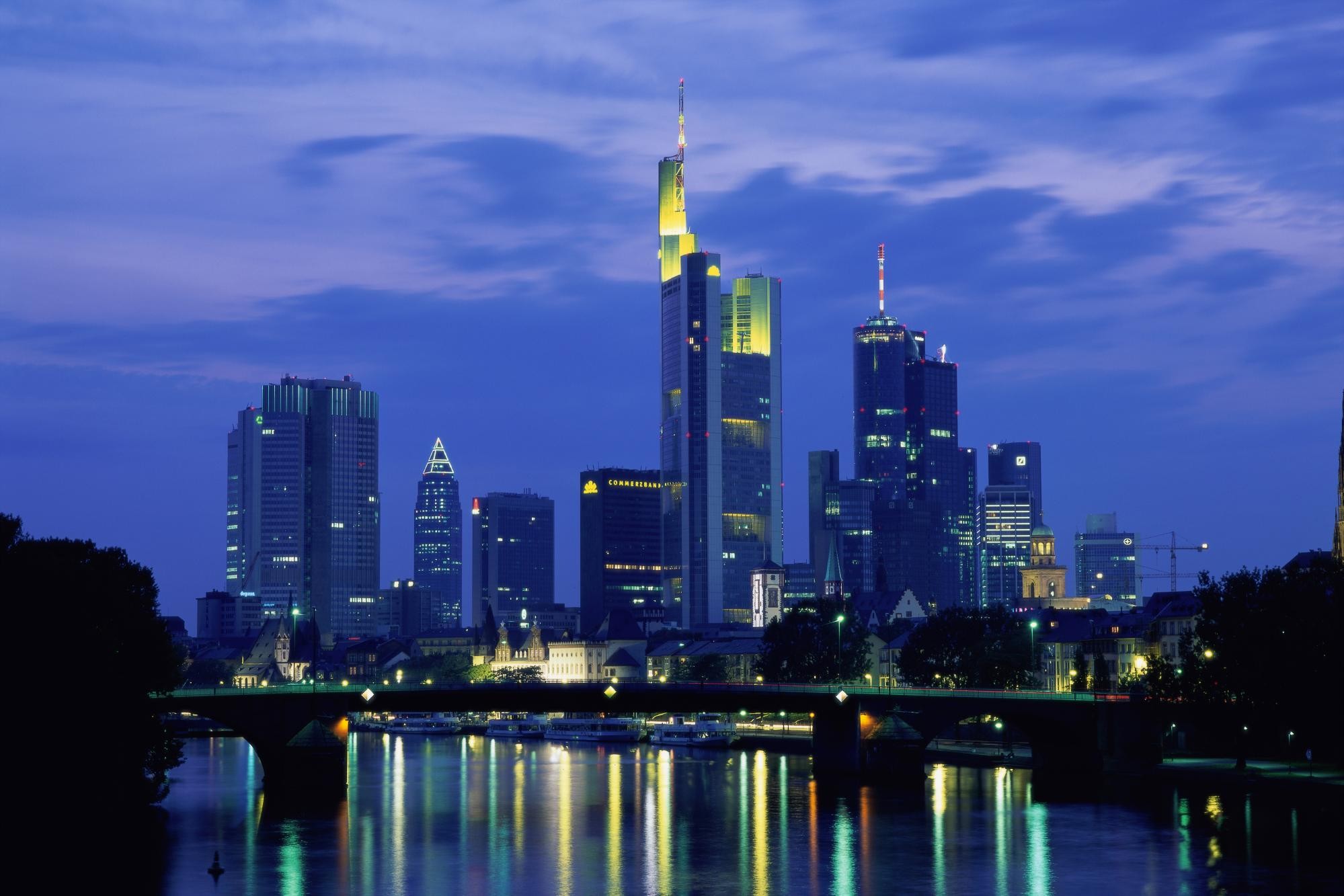 General 1999x1333 cityscape city Frankfurt city lights lights sky skyline Germany