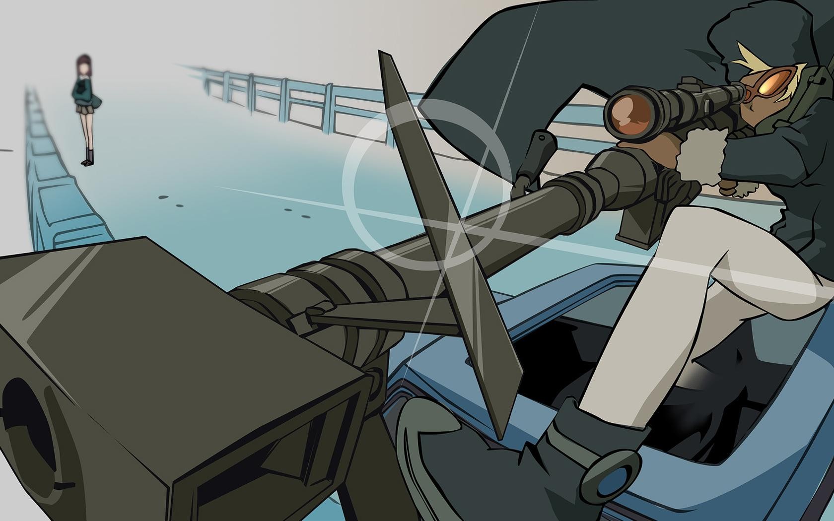 Anime 1680x1050 FLCL snipers anime weapon aiming telescopic sight