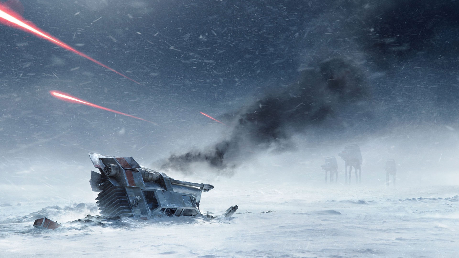 General 1920x1080 Star Wars Hoth AT-AT war digital art video games Star Wars: Battlefront T-47 airspeeder  video game art science fiction PC gaming battle Electronic Arts EA DICE Battle of Hoth