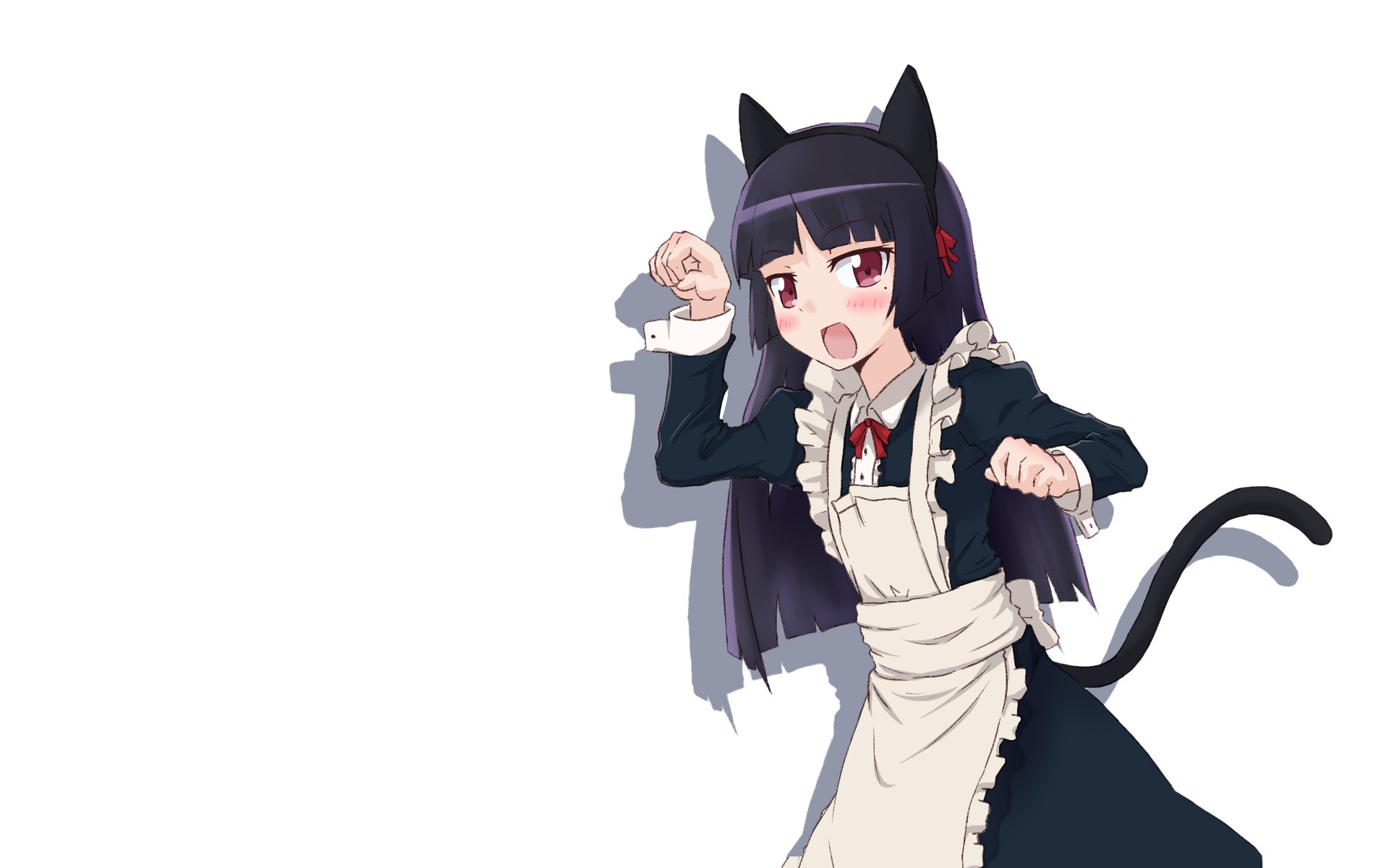 Anime 1920x1200 Ore no Imouto ga Konnani Kawaii Wake ga Nai Gokou Ruri anime girls anime cat girl tail open mouth white background simple background
