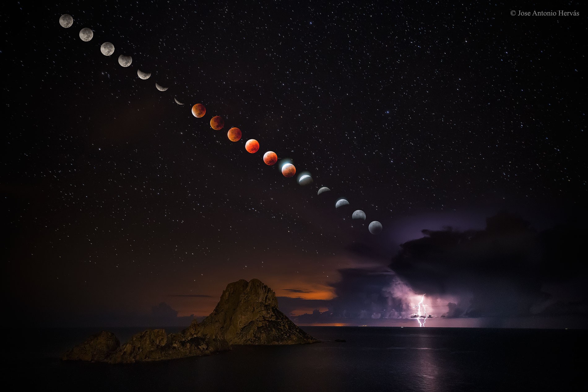 General 1900x1266 space universe stars Moon lunar eclipses lightning long exposure dark moon phases sky nature timelapse collage watermarked
