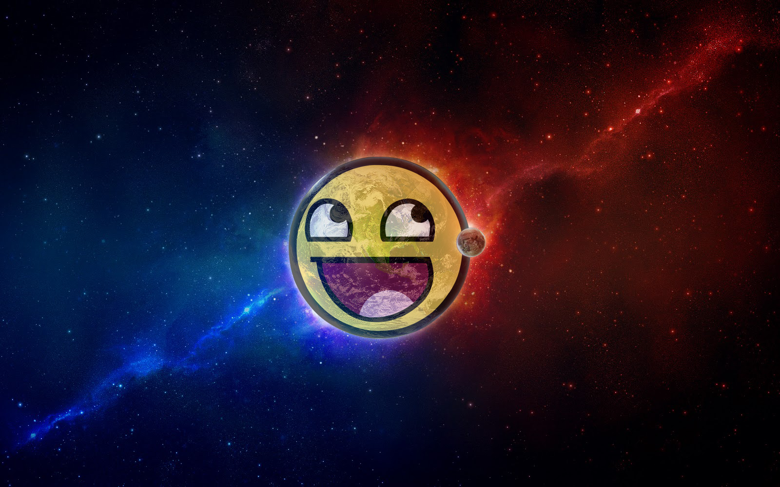 General 1600x1000 space planet Moon Earth awesome face smiley digital art