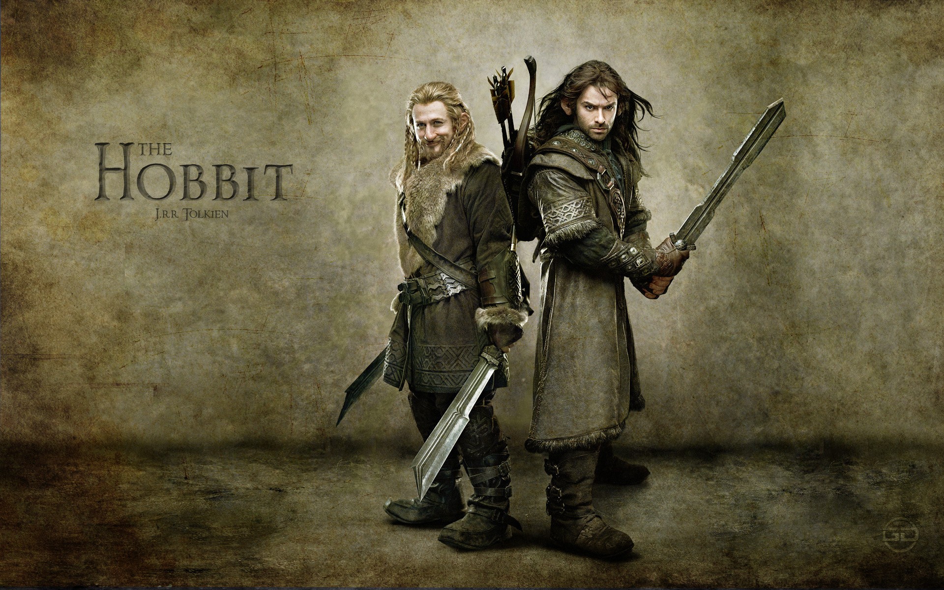 People 1920x1200 The Hobbit movies dwarf Kili Fili fantasy men digital art text