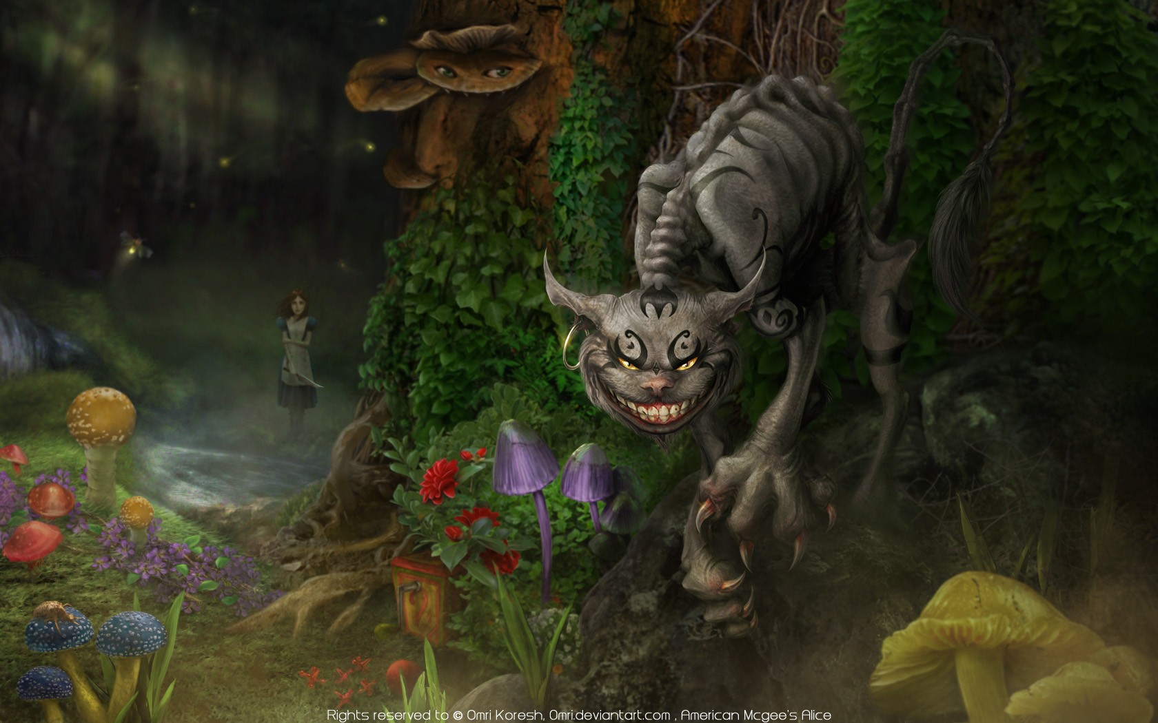 General 1680x1050 American McGee's Alice Alice in Wonderland Cheshire Cat video games video game art
