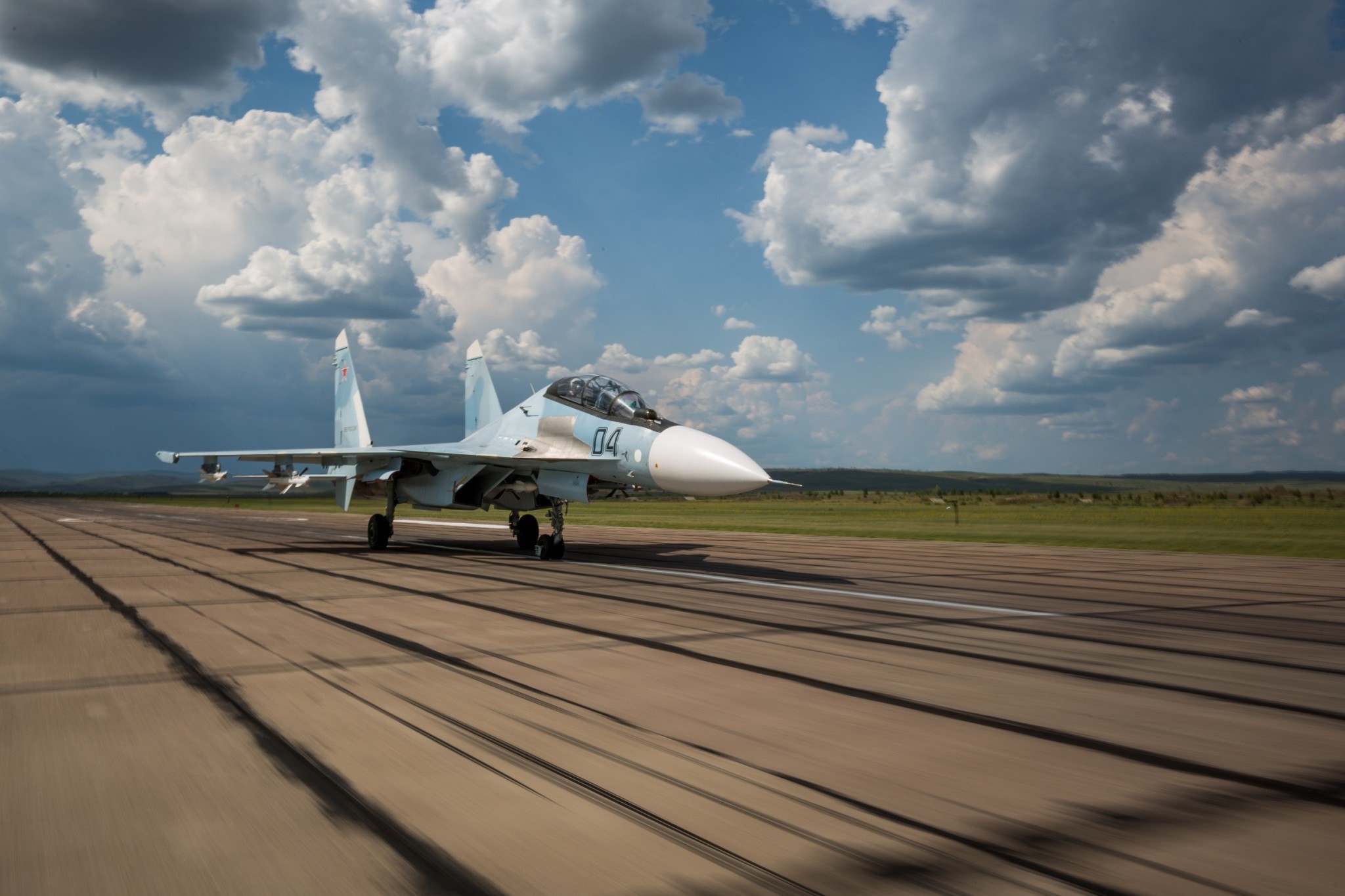 General 2048x1365 military military aircraft vehicle aircraft military vehicle sky clouds Sukhoi Su-30 jet fighter motion blur Russian Air Force Sukhoi runway