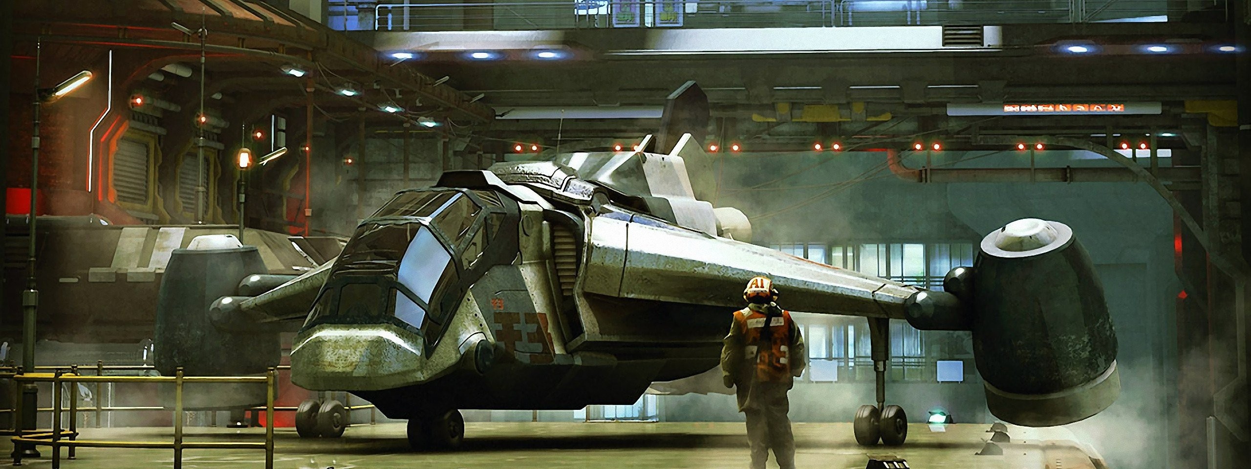 General 2560x960 science fiction digital art futuristic vehicle artwork numbers