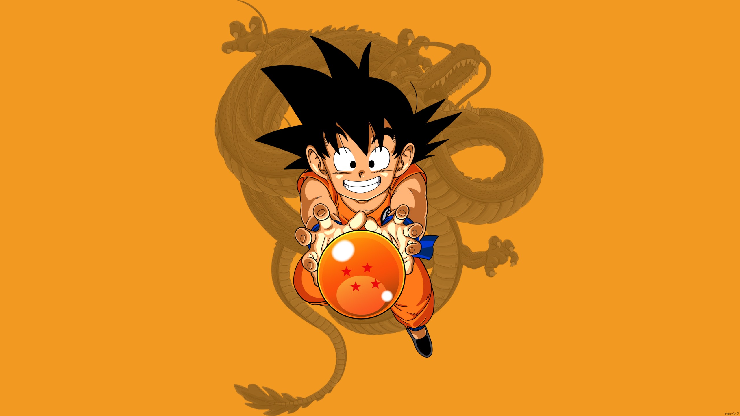 Anime 2560x1440 Dragon Ball Dragon Ball Z Son Goku Kid Goku anime orange background anime boys
