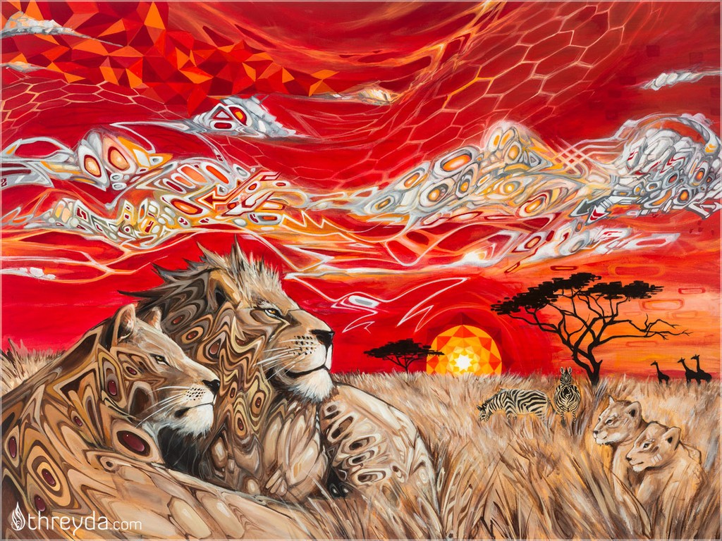 General 1024x768 abstract lion Africa artwork animals mammals big cats nature wildlife digital art watermarked