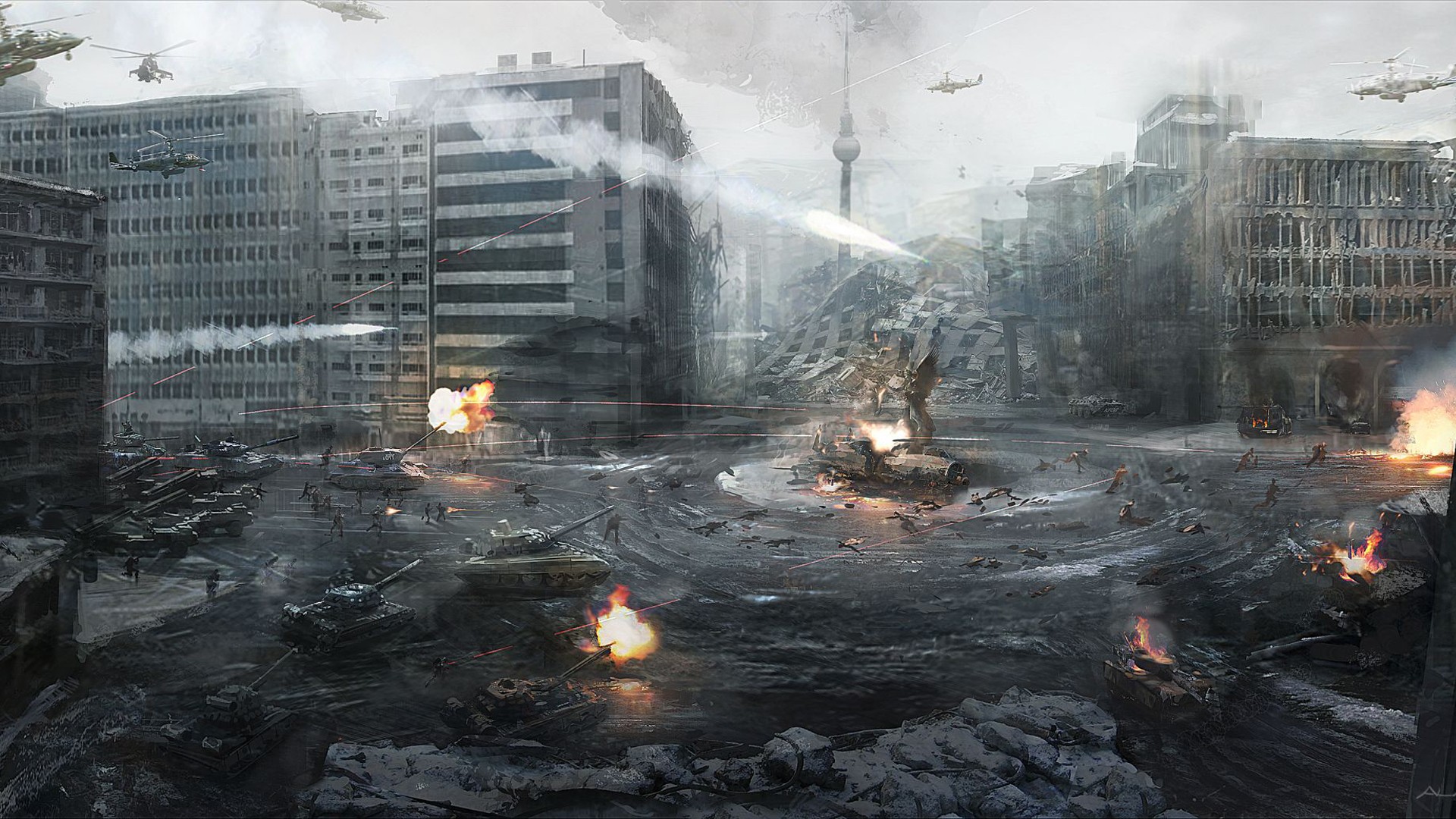 General 1920x1080 video games artwork Call of Duty: Modern Warfare 3 Berlin PC gaming war ruins video game art