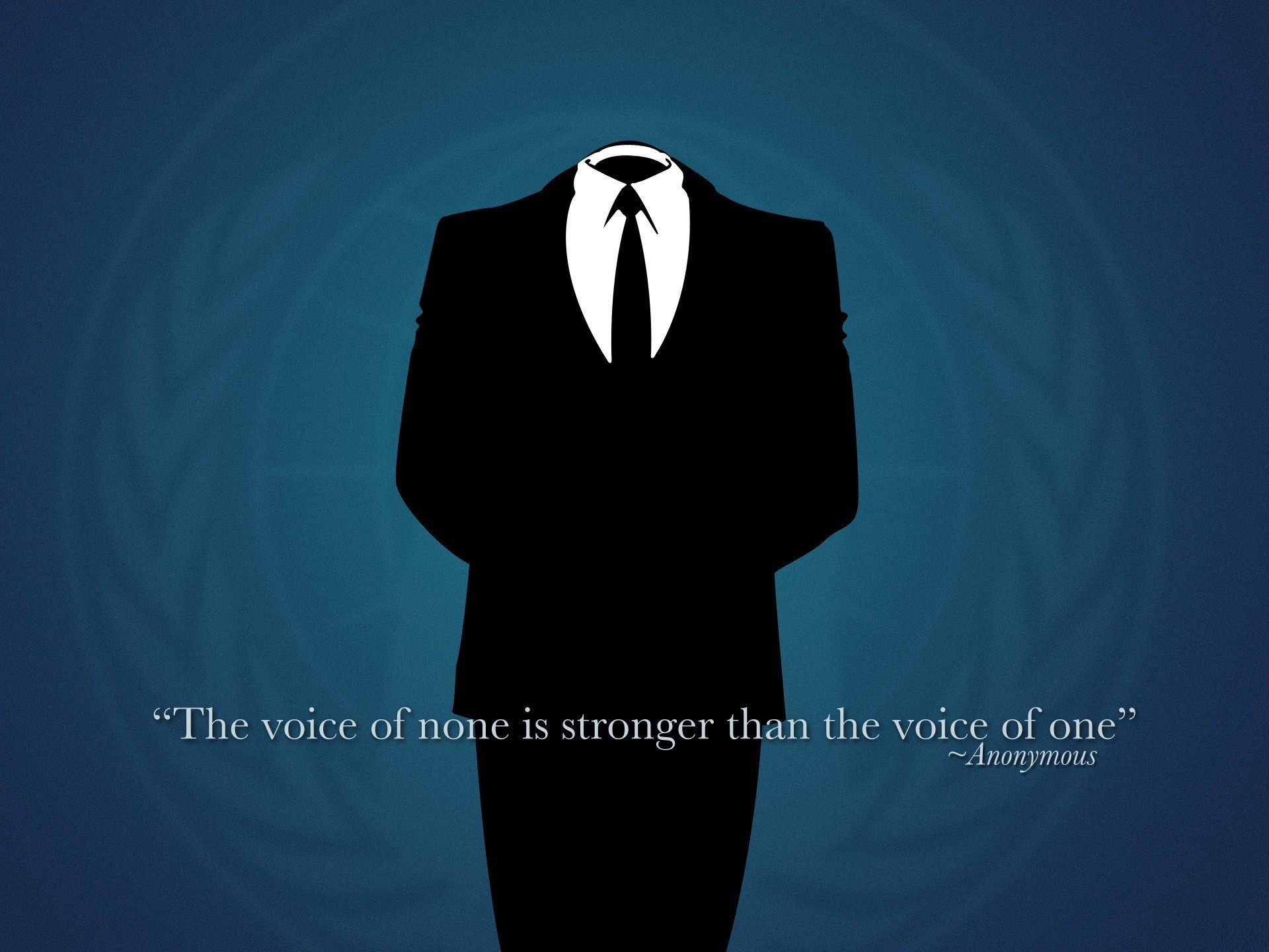 General 1920x1440 Anonymous (hacker group) suits tie typography blue background quote digital art simple background text
