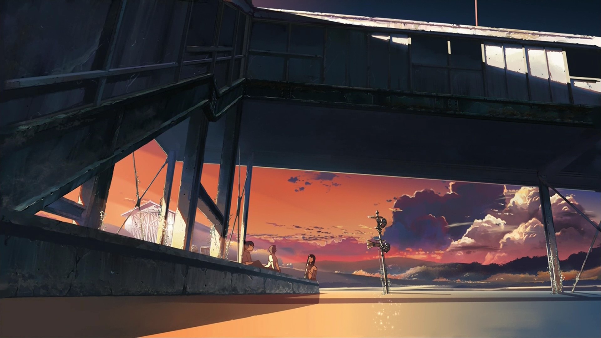 General 1920x1080 anime sky outdoors urban sitting clouds