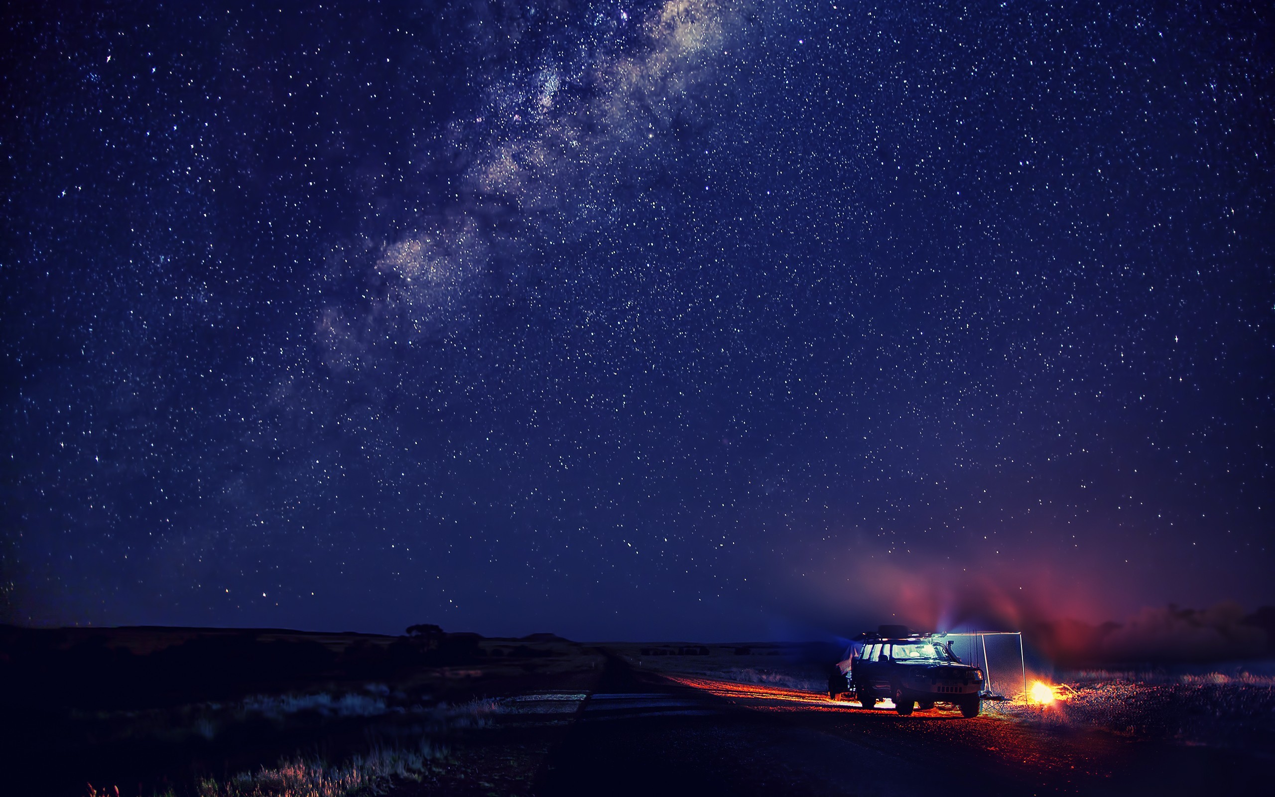 General 2560x1600 sky night stars car vehicle starry night dark lights