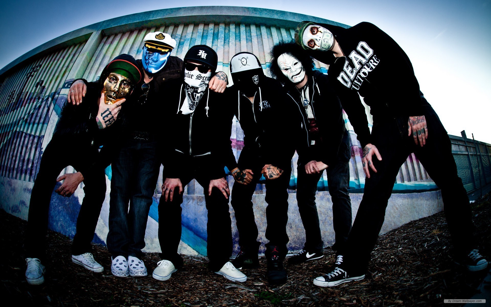 People 1920x1200 Hollywood undead men mask outdoors urban band