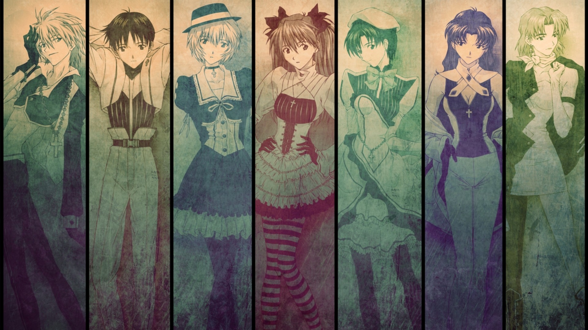 Anime 1920x1080 Neon Genesis Evangelion Ikari Shinji Ayanami Rei Asuka Langley Soryu anime anime girls collage