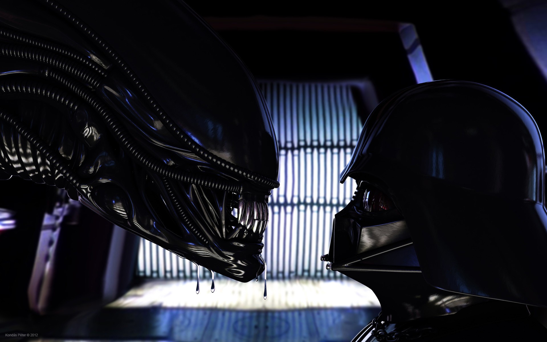 General 1920x1200 Darth Vader science fiction crossover Star Wars Alien (Creature) Sith 2012 (Year) Xenomorph CGI digital art Star Wars Villains