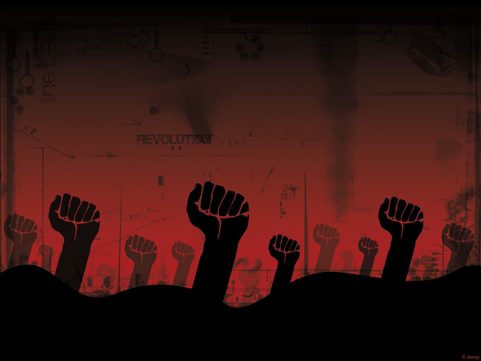 General 1600x1200 artwork fist revolution  arms up red background hands