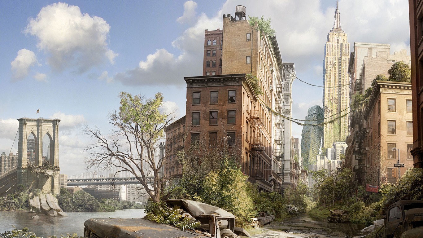 General 1366x768 apocalyptic New York City futuristic wreck abandoned USA ruins