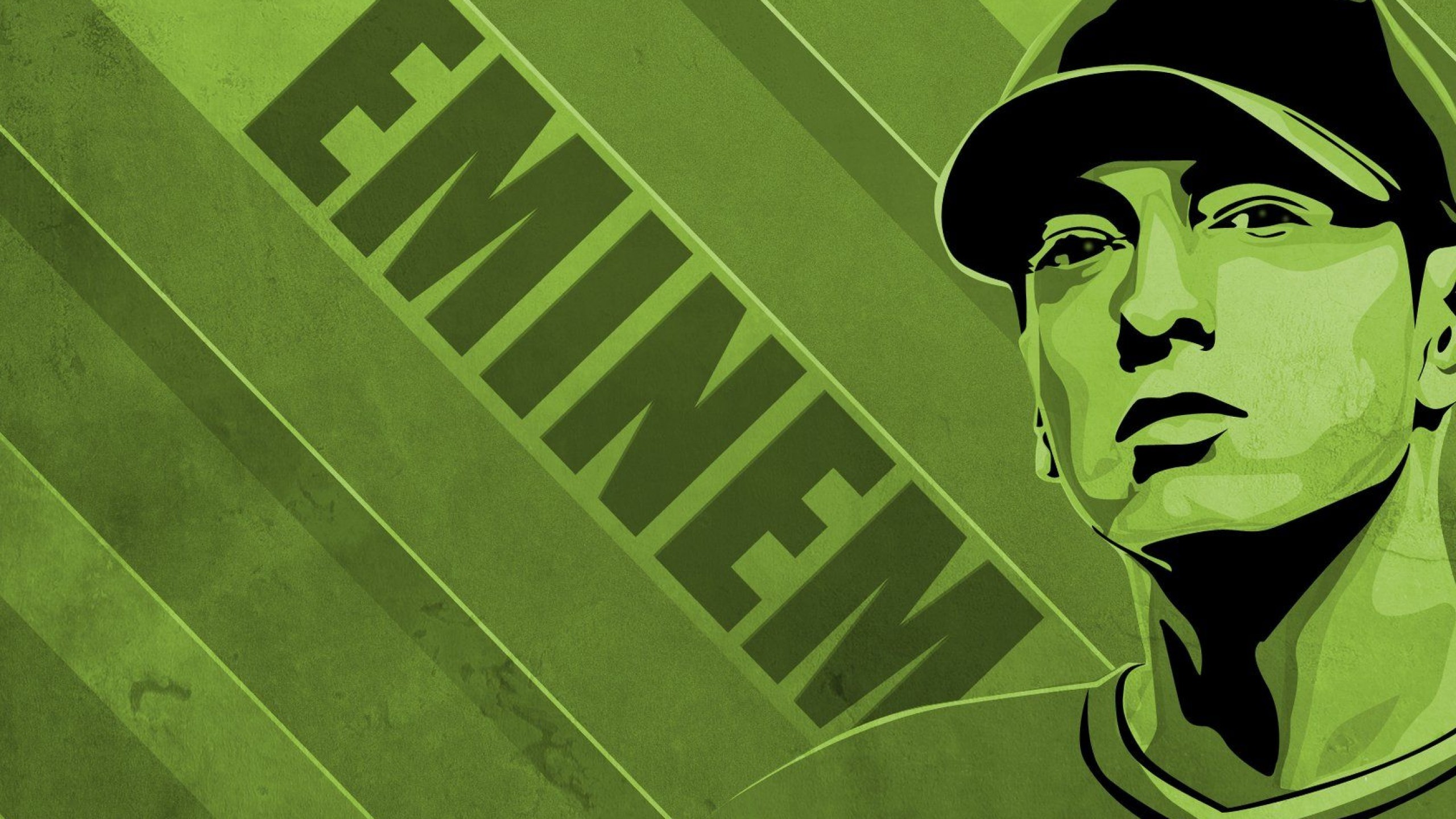 General 2560x1440 Eminem artwork men green face green background music singer Rapper