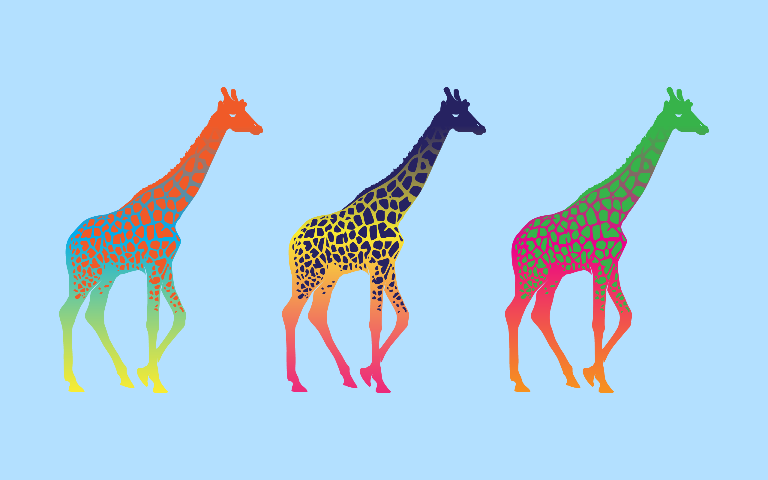 General 2560x1600 giraffes colorful animals minimalism simple background digital art mammals cyan background