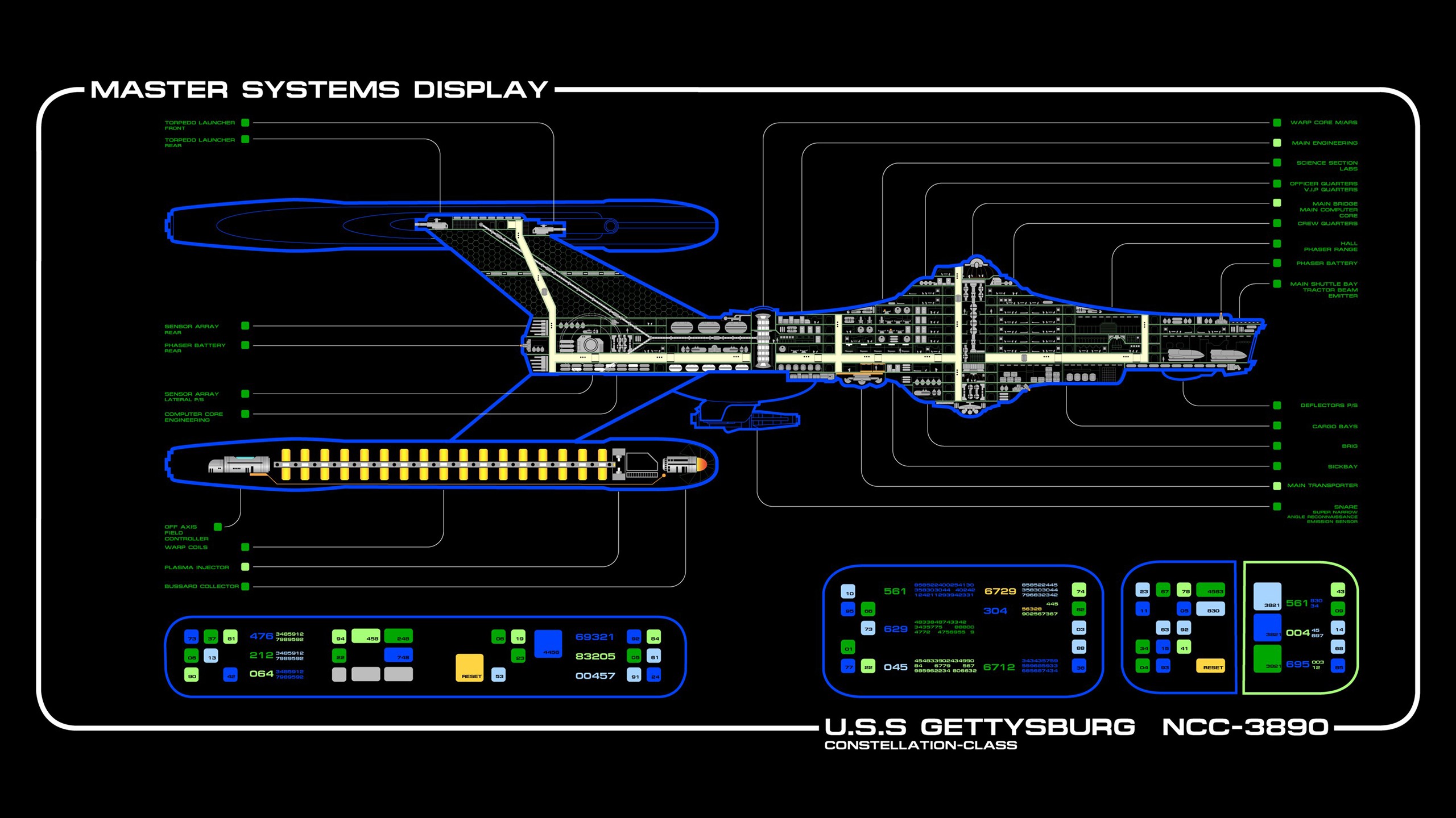 General 2560x1440 Star Trek spaceship LCARS Star Trek Ships vehicle science fiction blueprints TV series