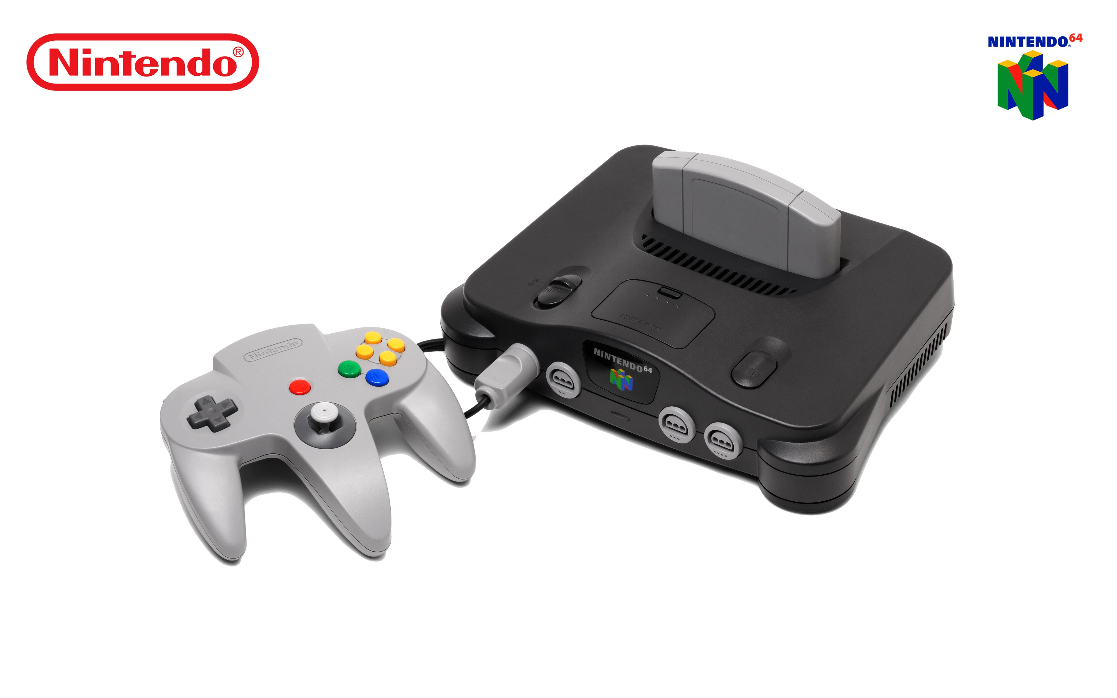 General 3840x2400 Nintendo 64 consoles video games simple background nostalgia retro console white background controllers watermarked