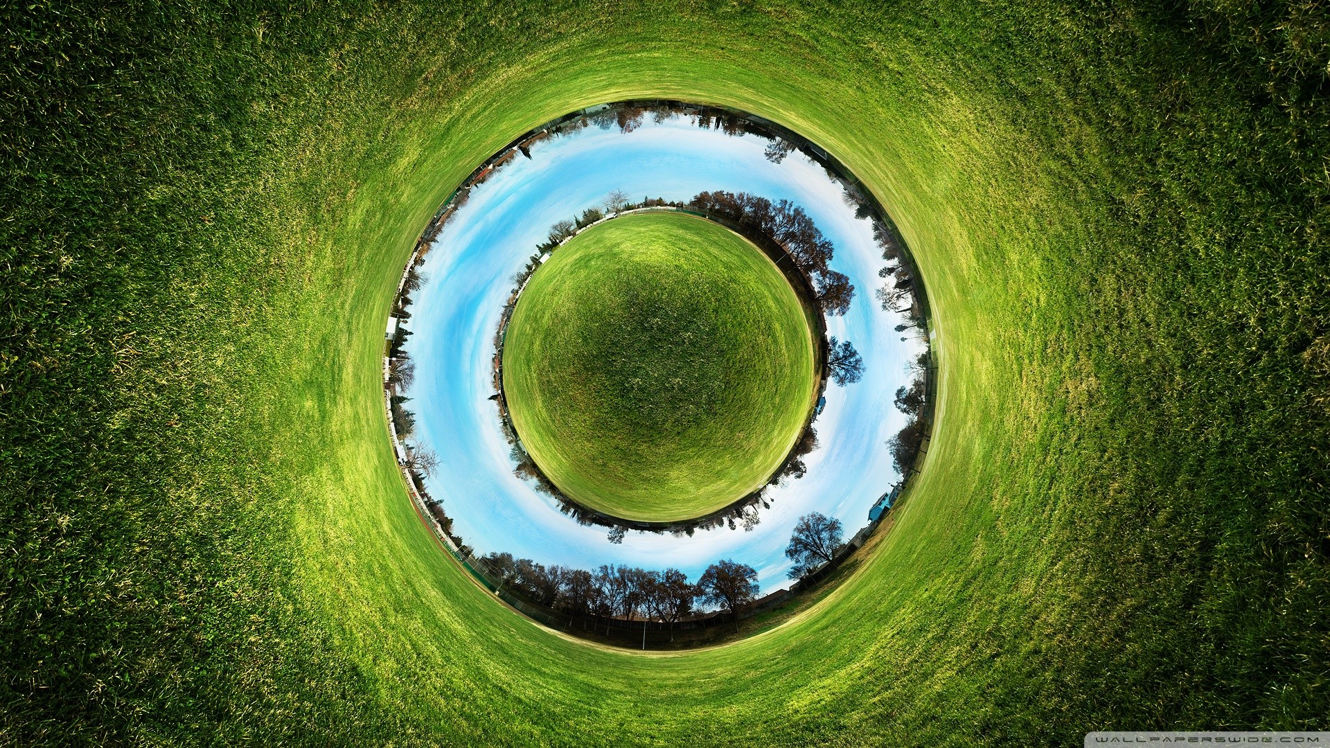 General 1920x1080 panoramic sphere nature circle abstract grass digital art watermarked