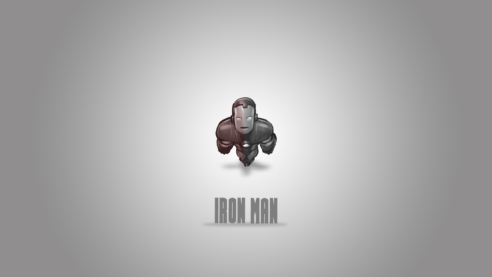General 1920x1080 Iron Man cartoon minimalism artwork Marvel Comics gradient simple background gray background